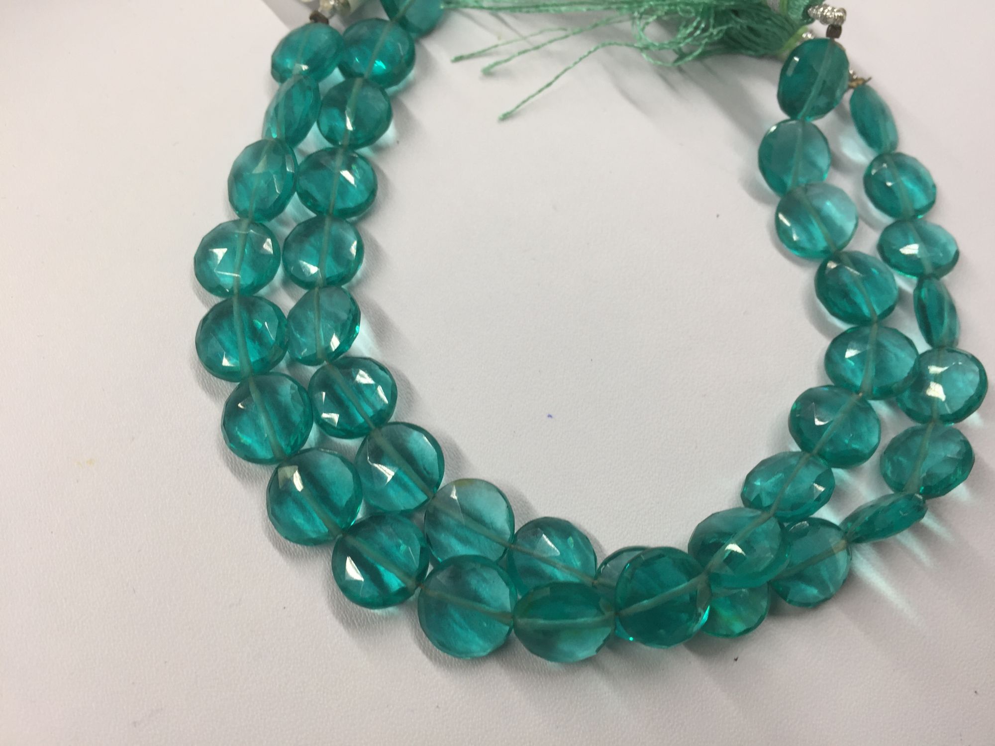 Teal Blue Hydro Quartz Coin Faceted