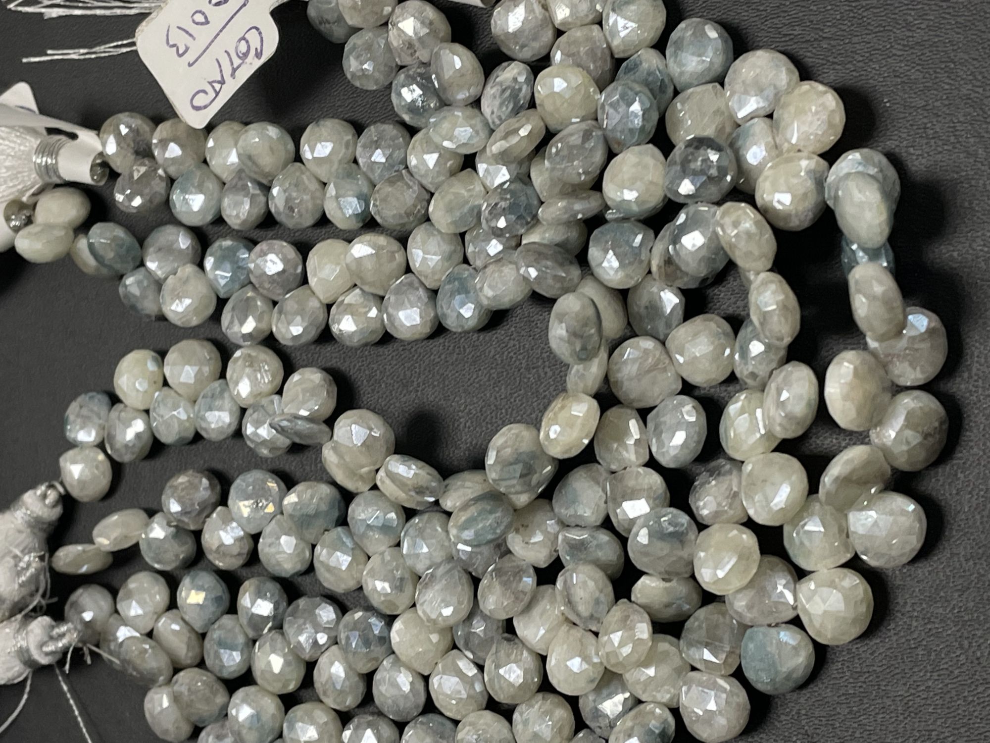 Grey White Silverite Heart Faceted