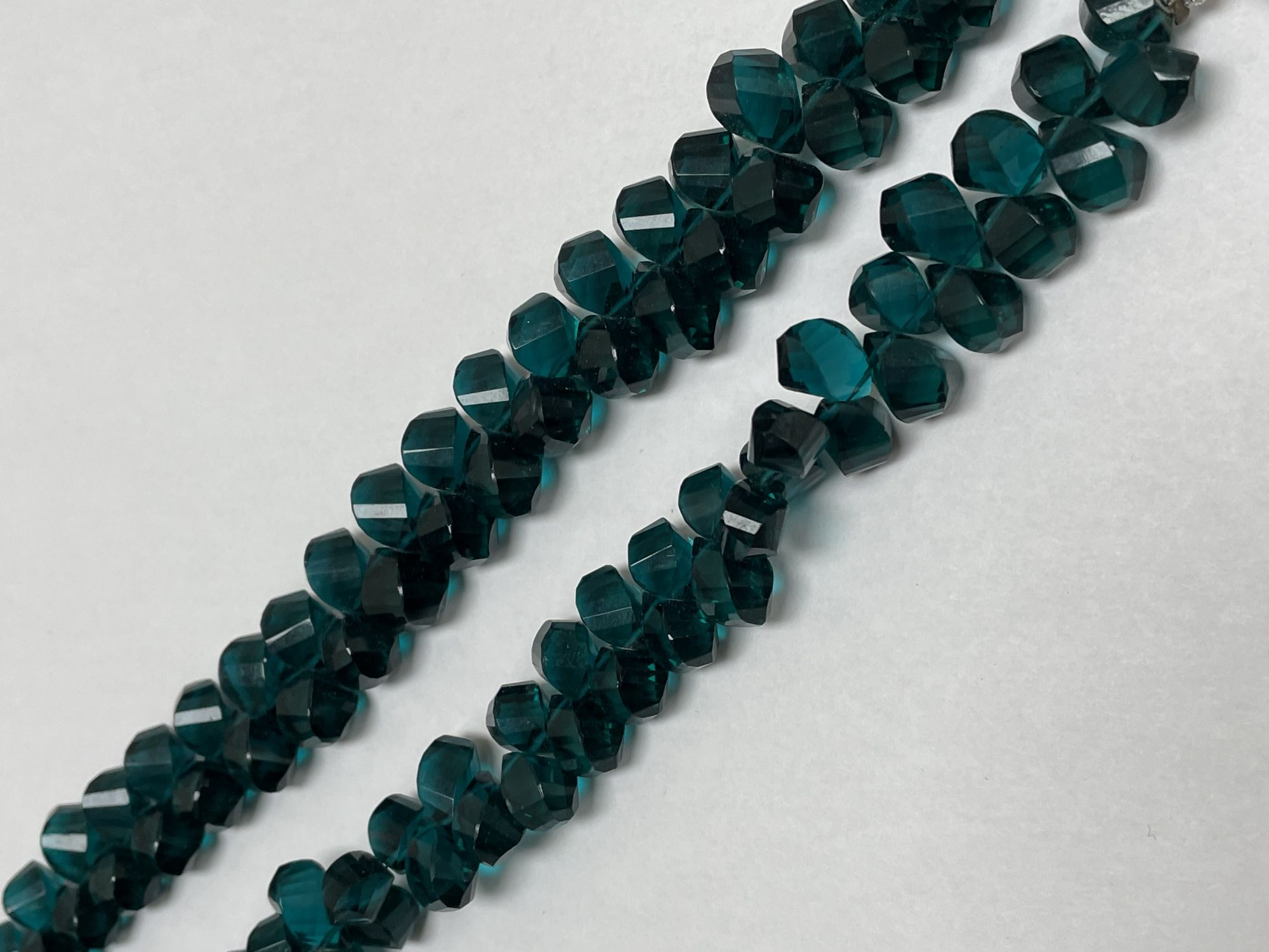 Teal Hydro Quartz Twisted Drop Faceted