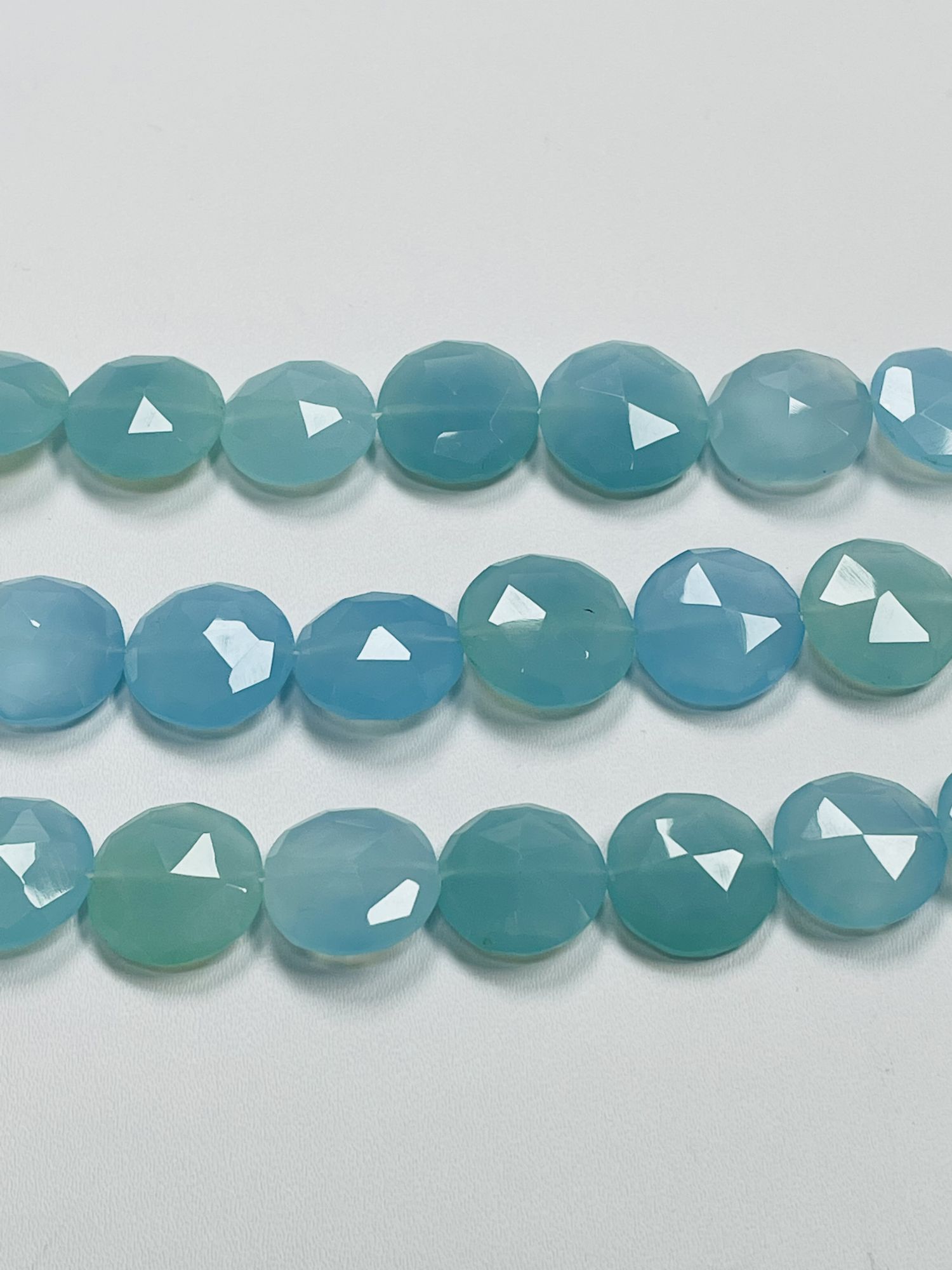 Blue Chalcedony Coin Faceted