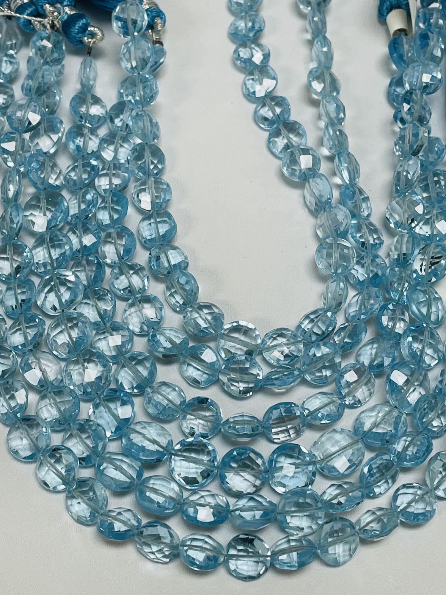 Sky Blue Topaz Coin Checkerboard Cut