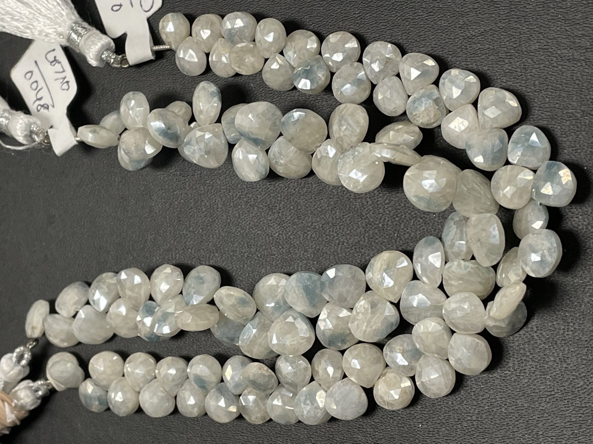 Blue White Silverite Heart Faceted