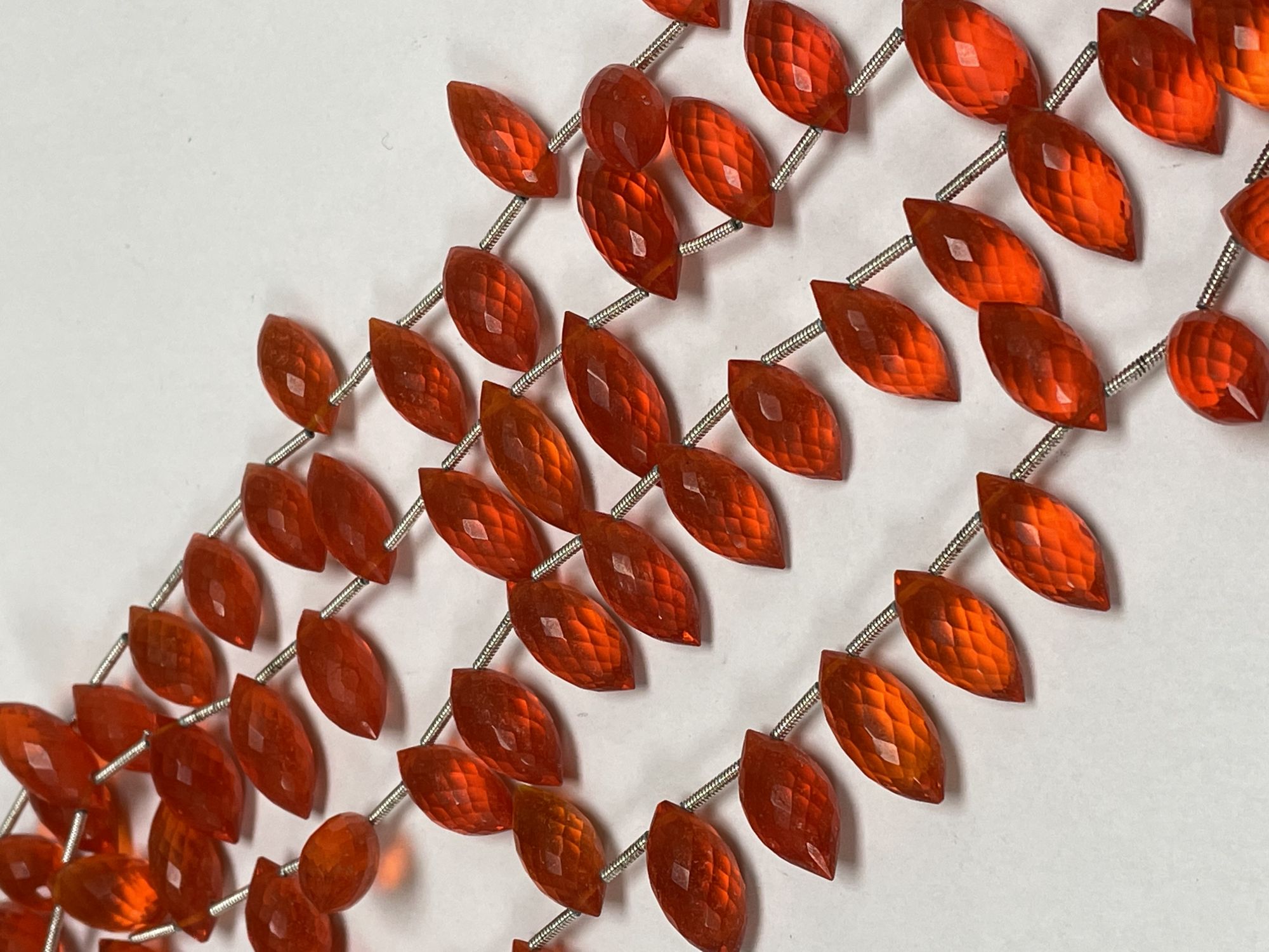 Orange Hydro Quartz Puff Marquise Faceted