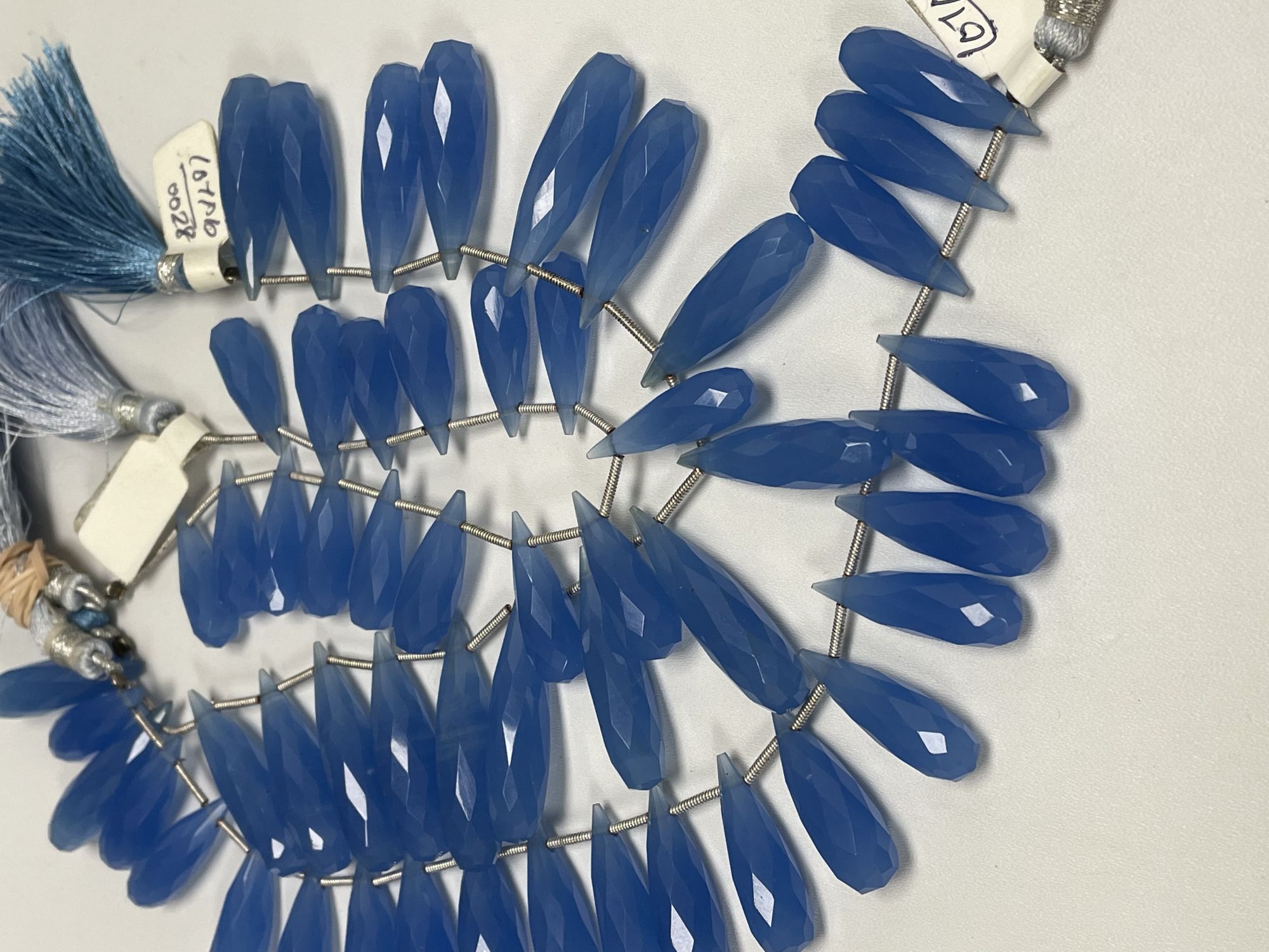 Blue Chalcedony Long Drop Faceted