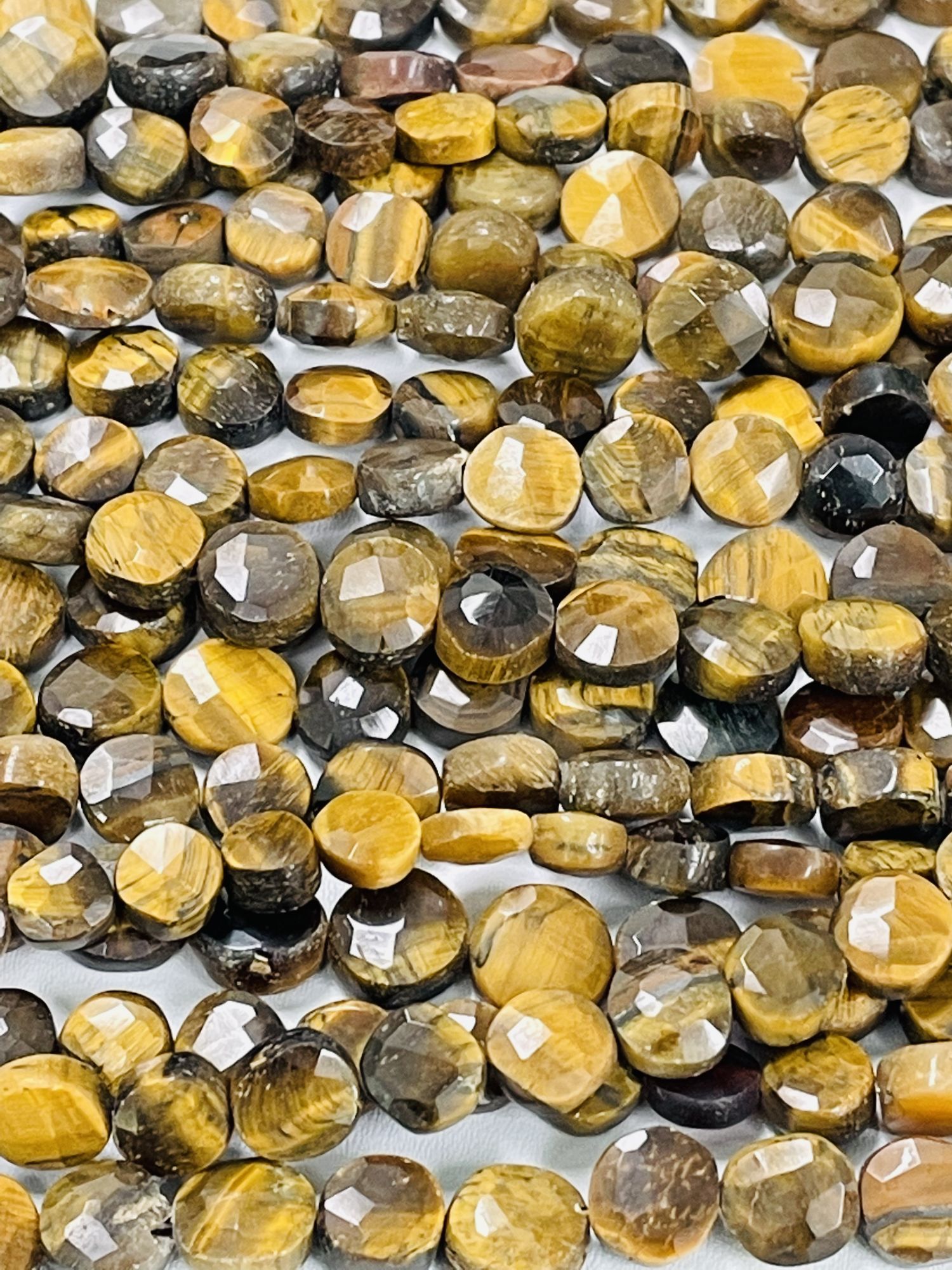 Golden Cats Eye Coin Faceted