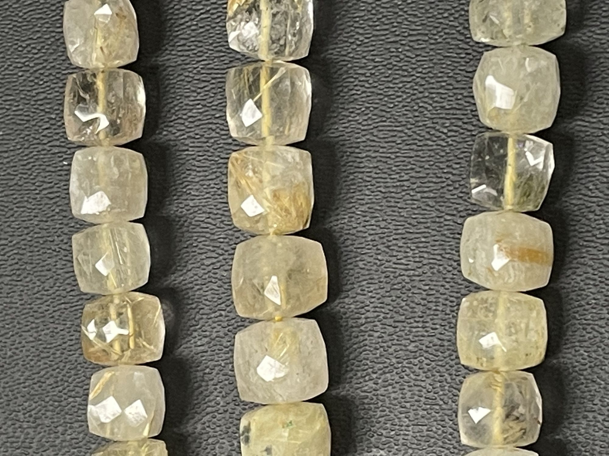 Golden Rutilated Quartz Cubes Faceted