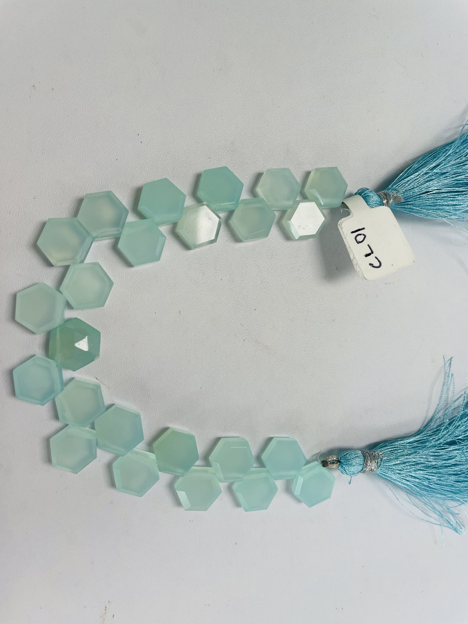 Aqua Chalcedony Hexagon Faceted