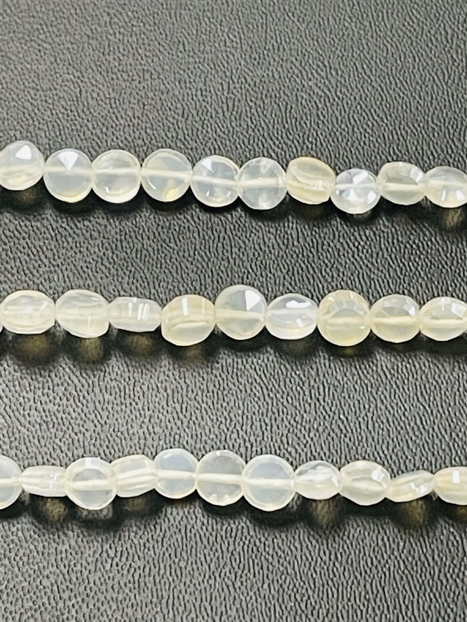 Pearl White Chalcedony Coin Faceted