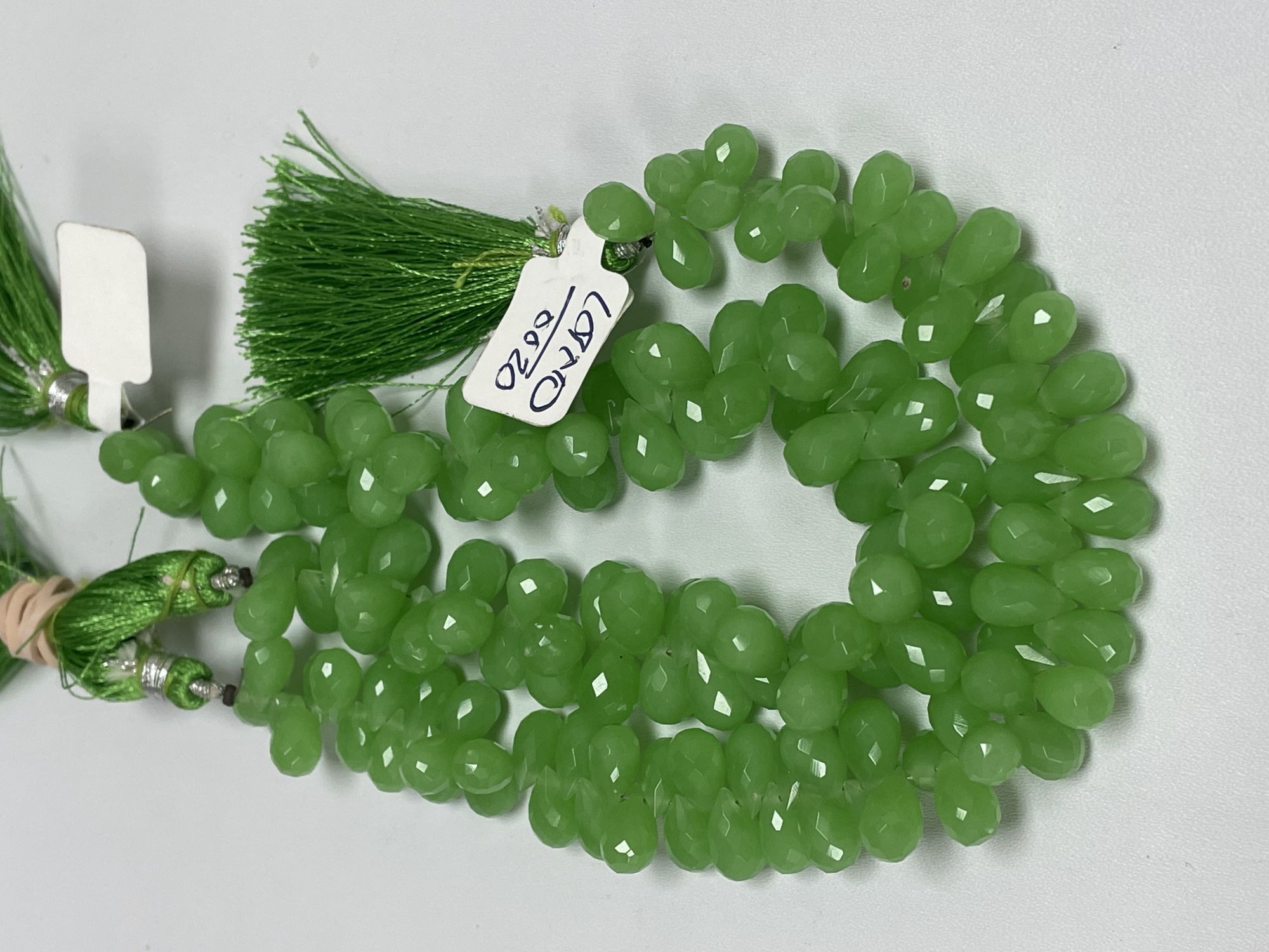 Green Chalcedony Drops Faceted