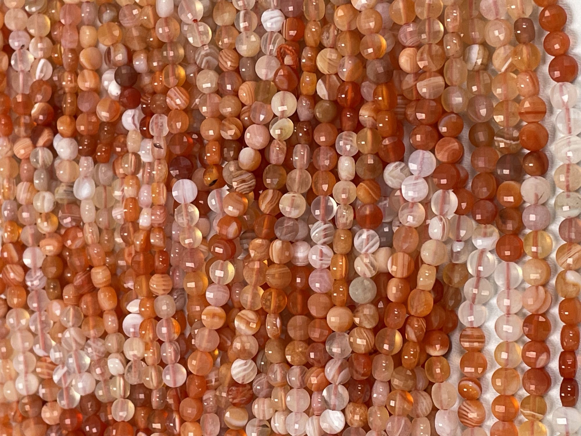 Shaded Orange Carnelian Coin Faceted