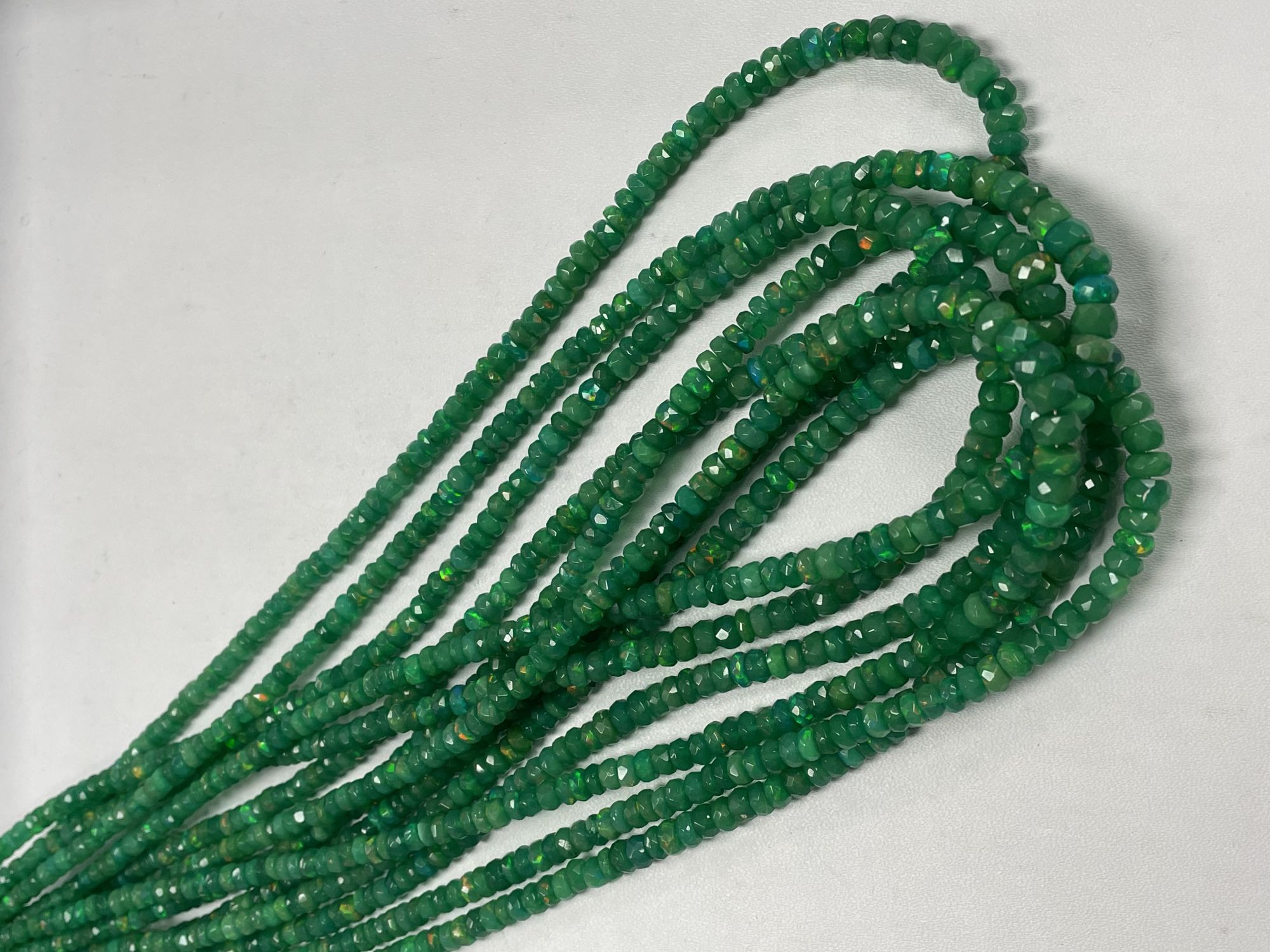 Green Ethiopian Opal Rondelle Faceted