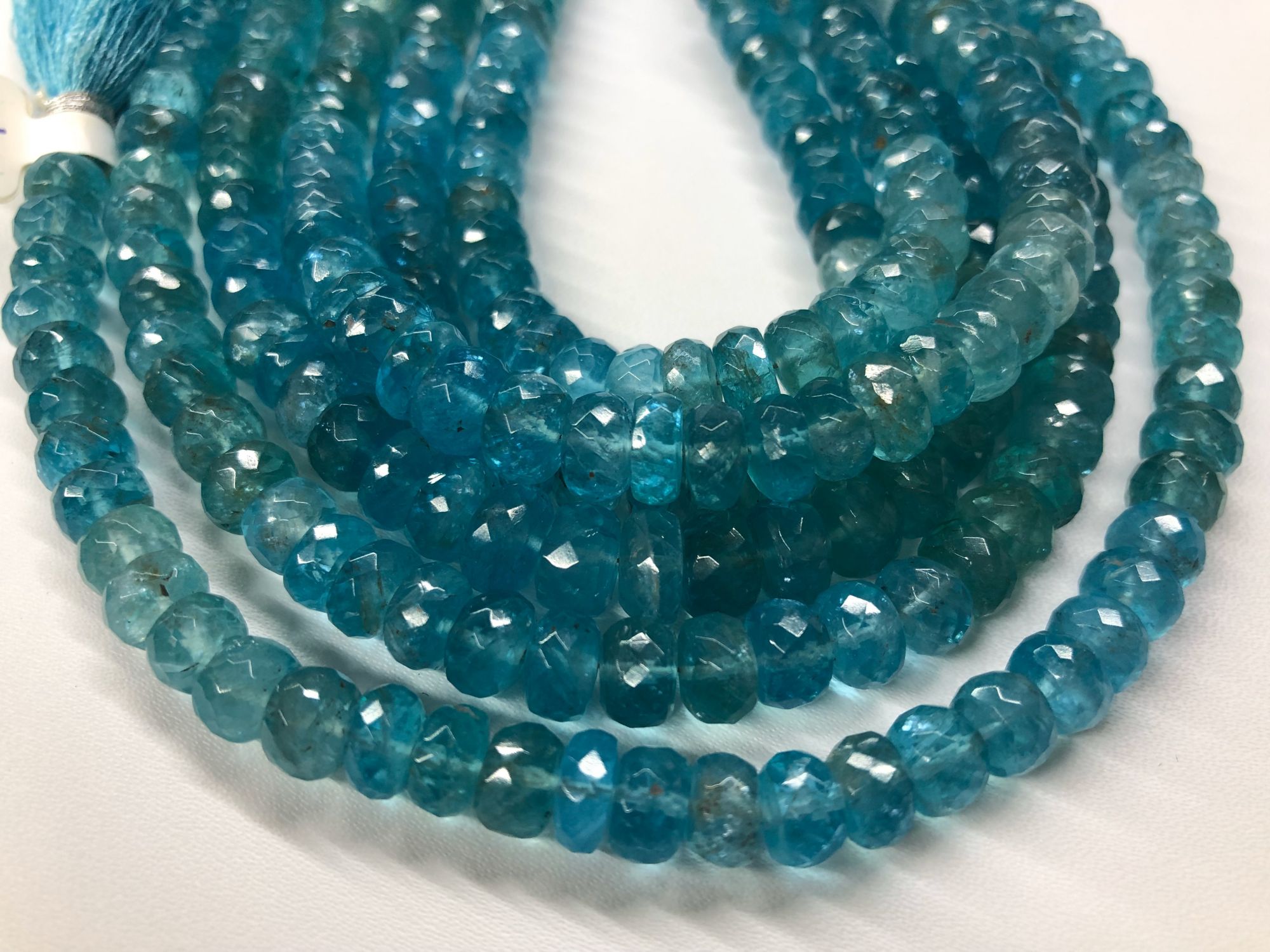 Sea-Green Apatite Rondelles Faceted