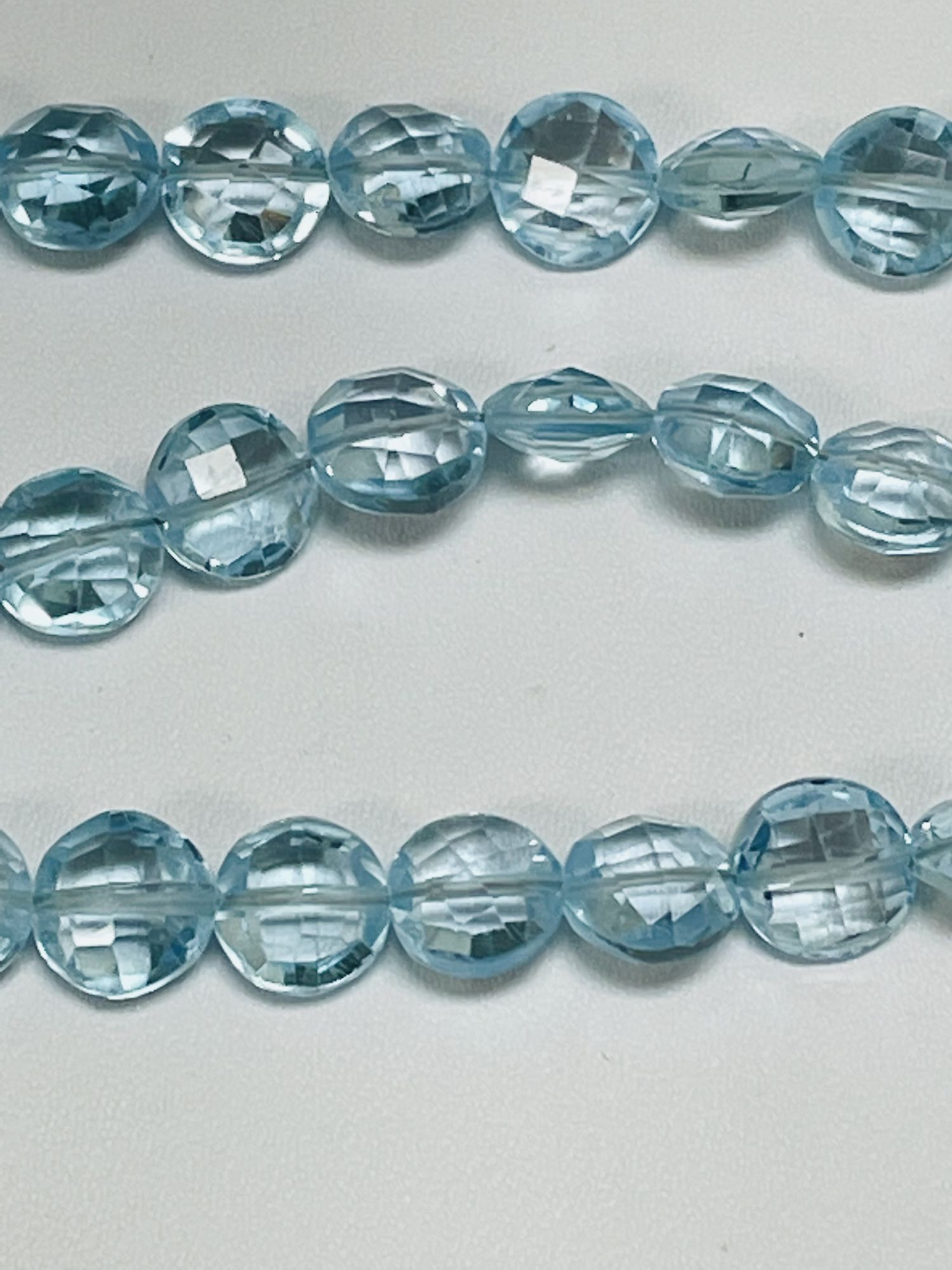 Sky Blue Topaz Coin Checkerboard Cut