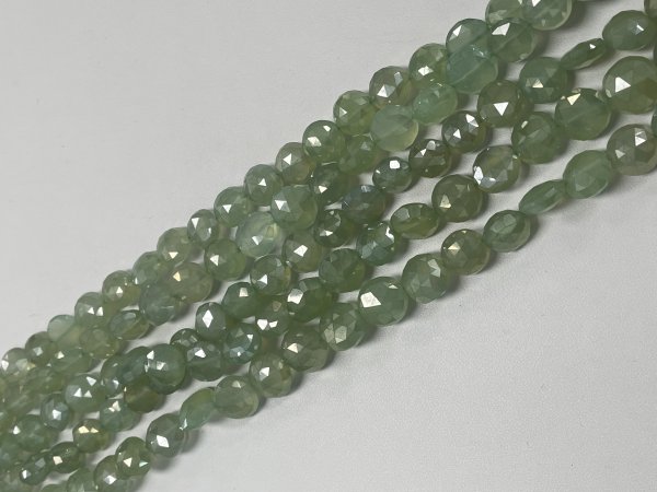 Mystic Green Chalcedony Coin Faceted