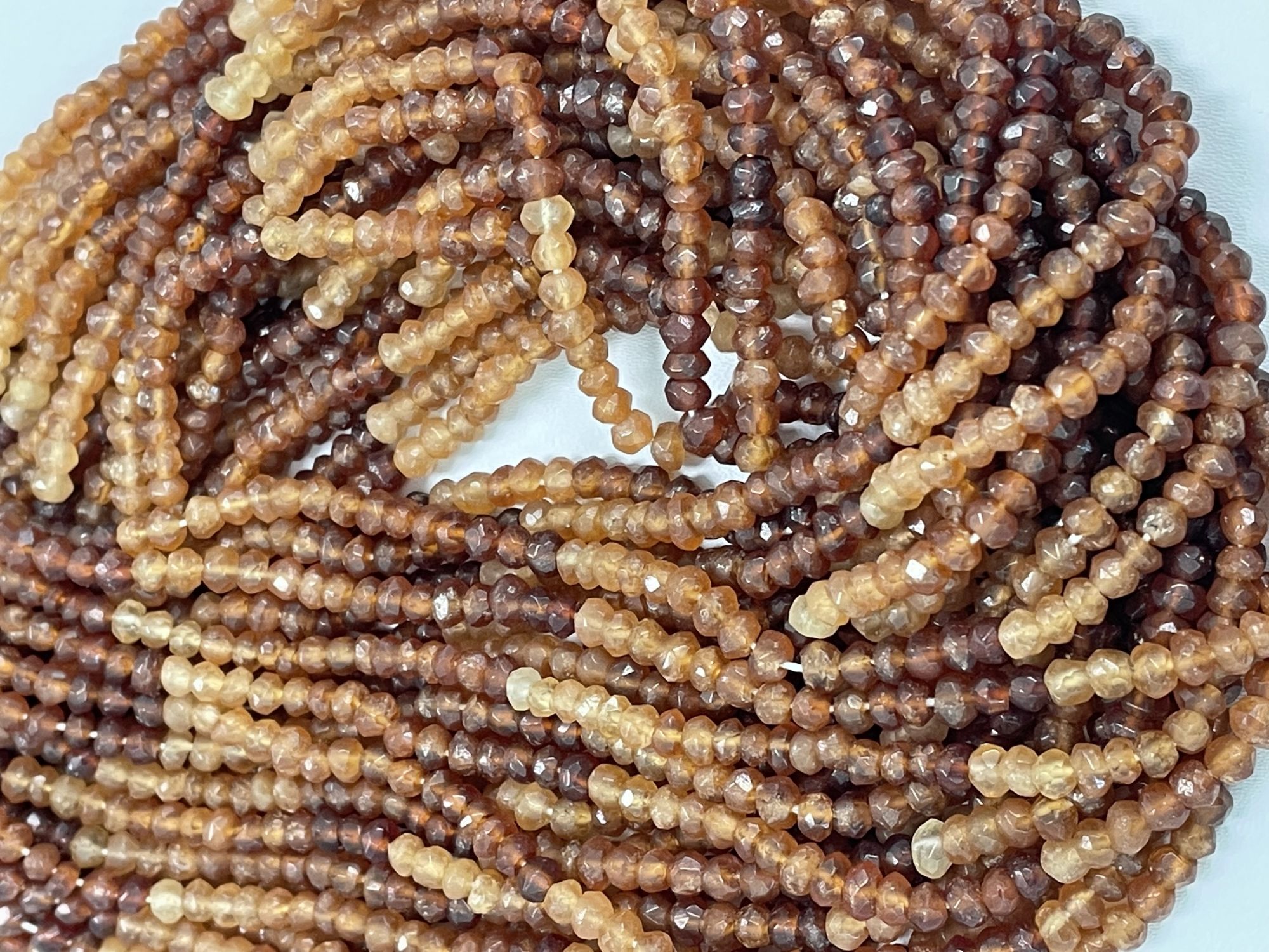 Shaded Hessonite Garnet Rondelle Faceted