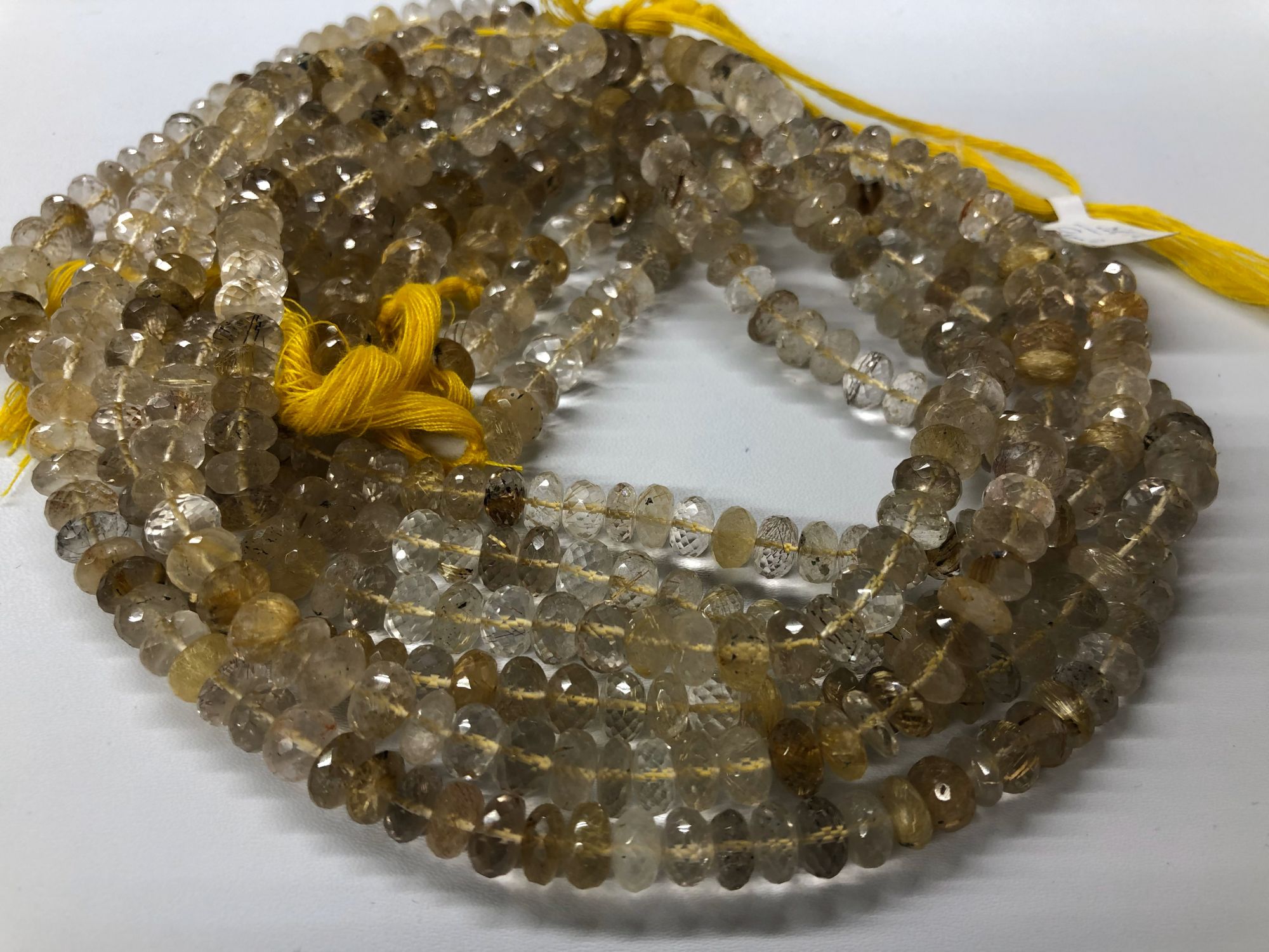 Golden Rutilated Quartz Rondelles Faceted