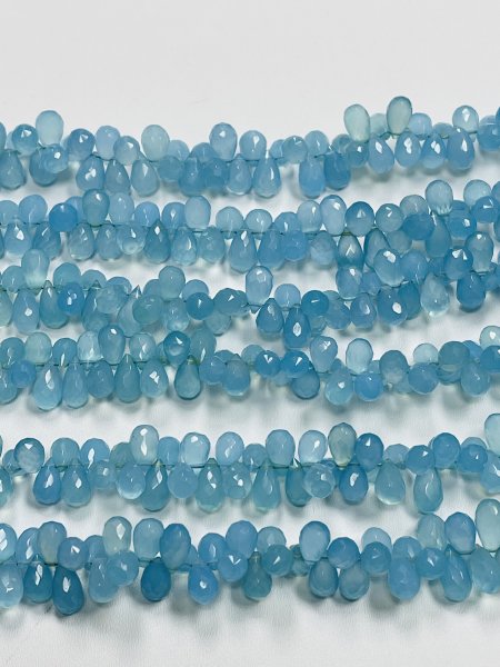 Blue Chalcedony Drop Faceted