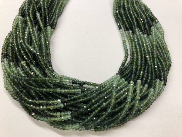 Shaded Green Tourmaline Rondelle Faceted