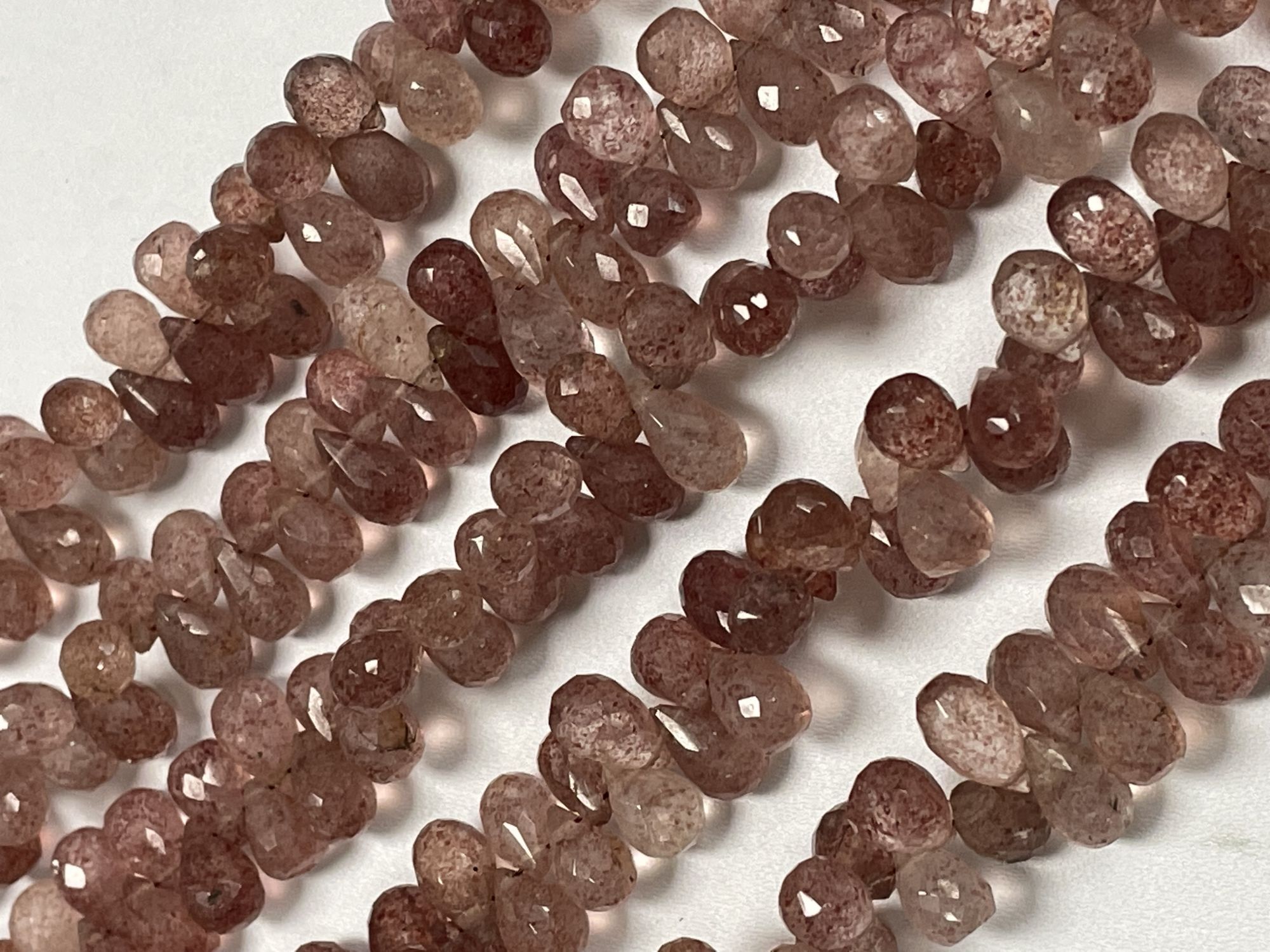 Pink Strawberry Quartz Drop Faceted