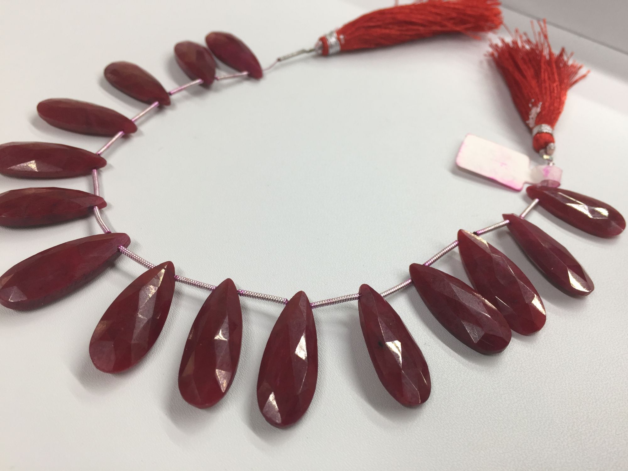 Ruby Long Pear Faceted