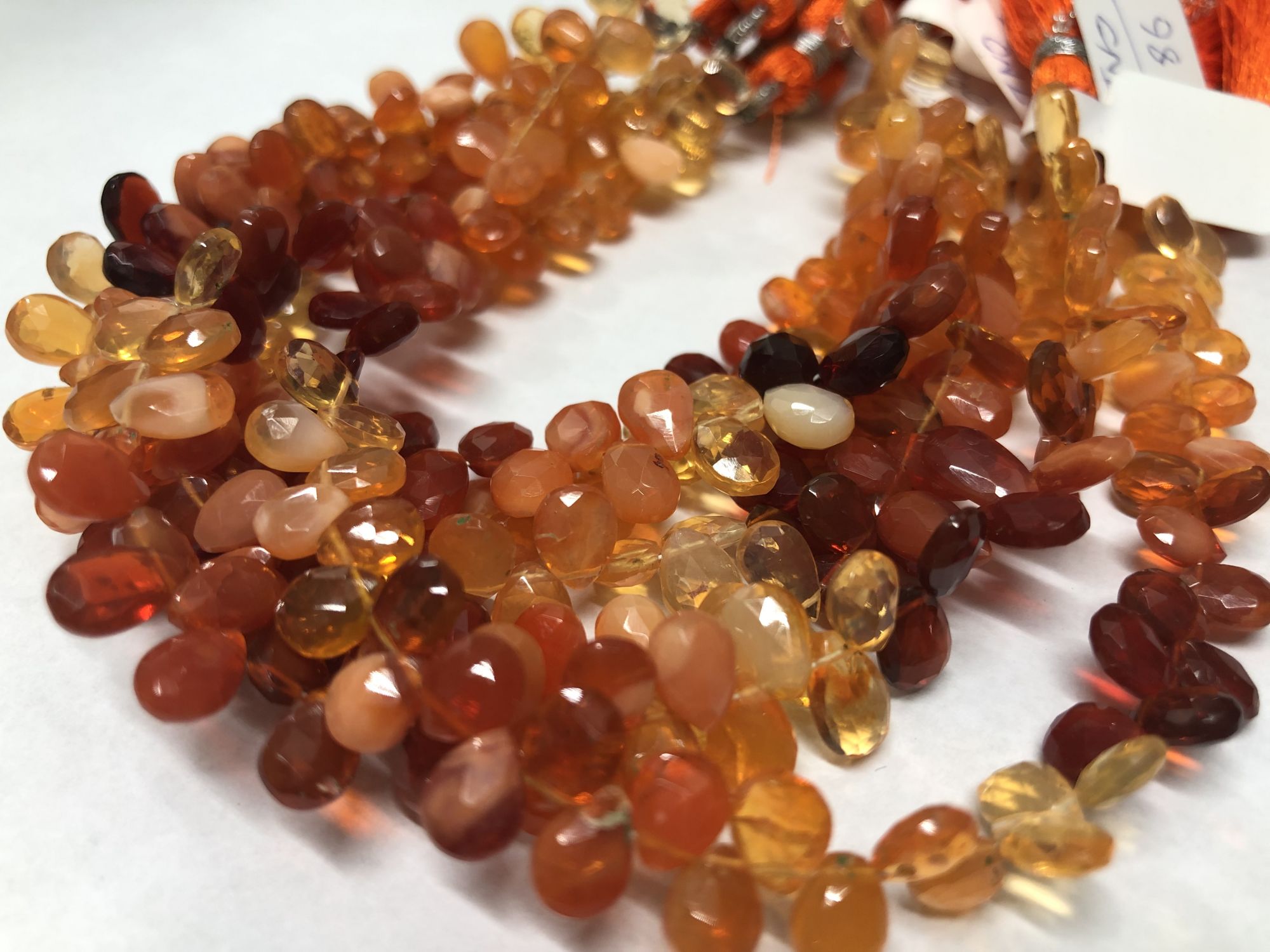 Fire Opal Pears Faceted
