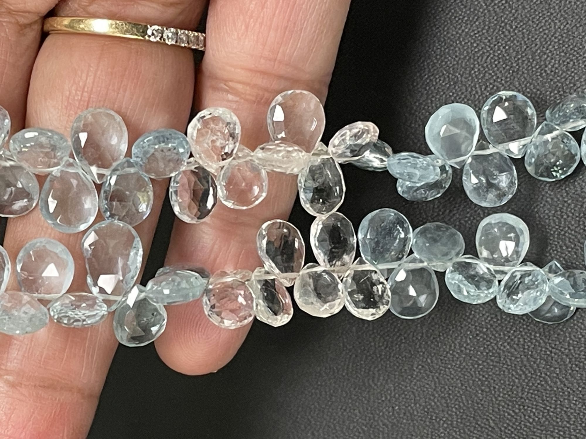 Multi Aquamarine Pear Faceted