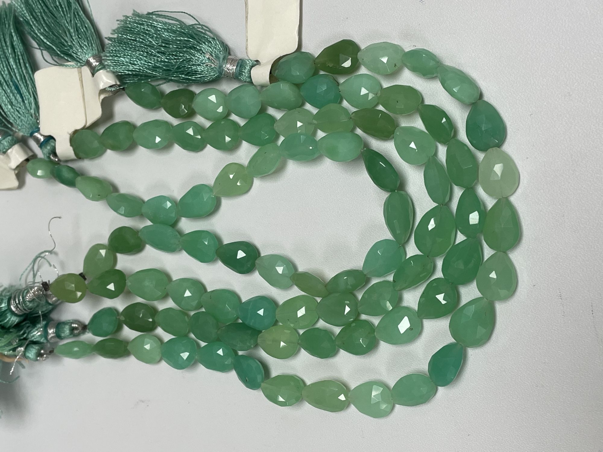 Chrysoprase Pears Top Drilled Faceted