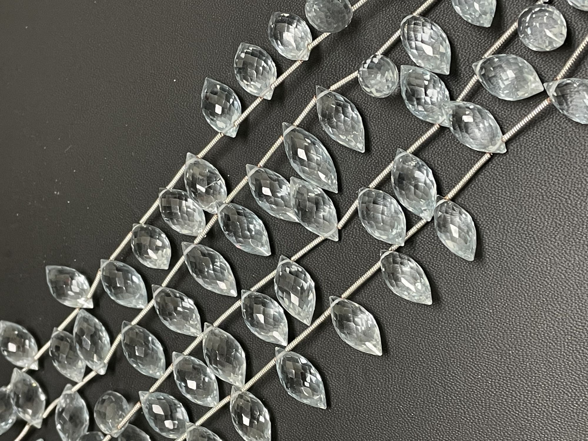 Aqua Hydro Quartz Puff Marquise Faceted