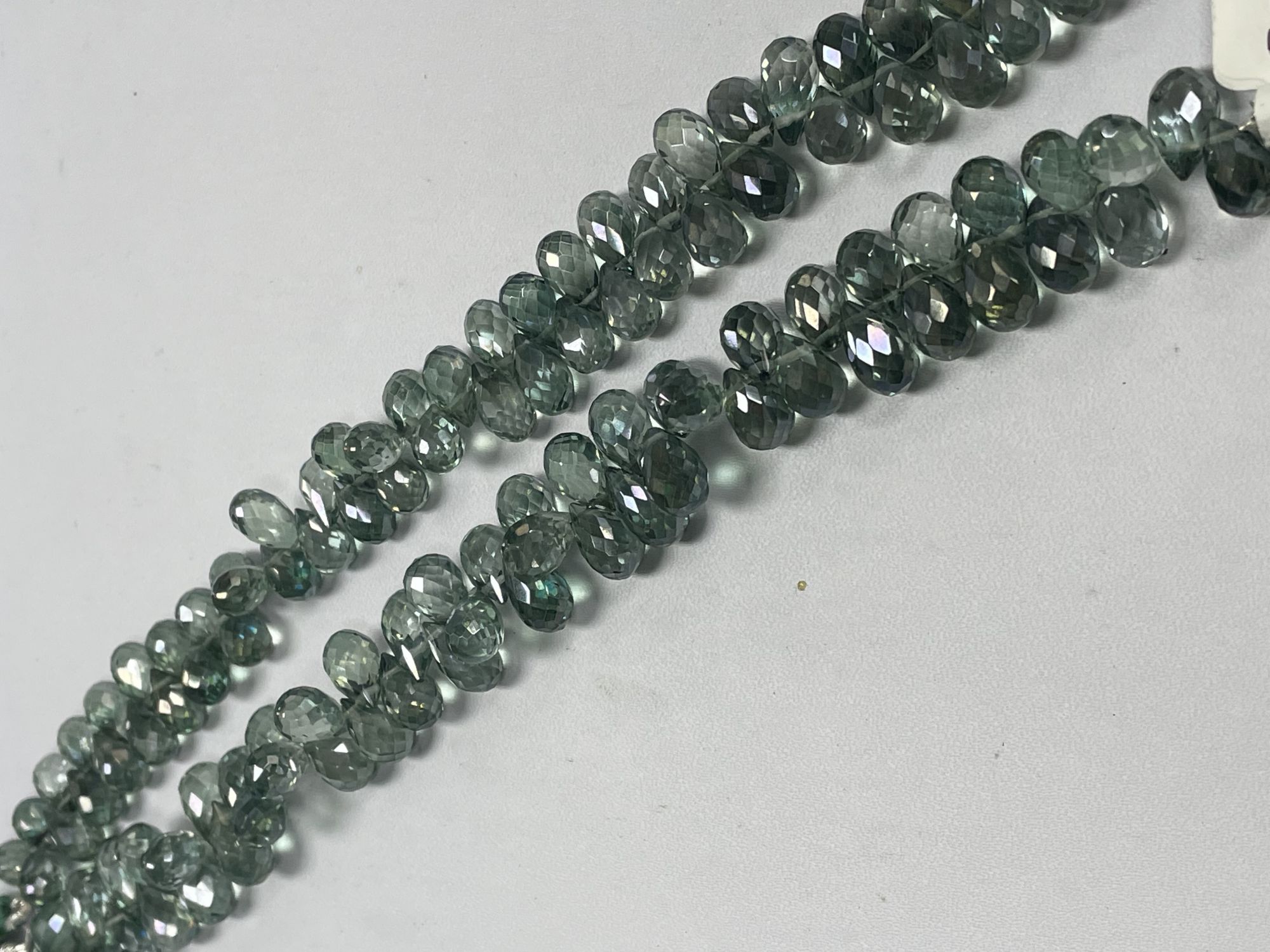 Green Mystic Quartz Drop Faceted