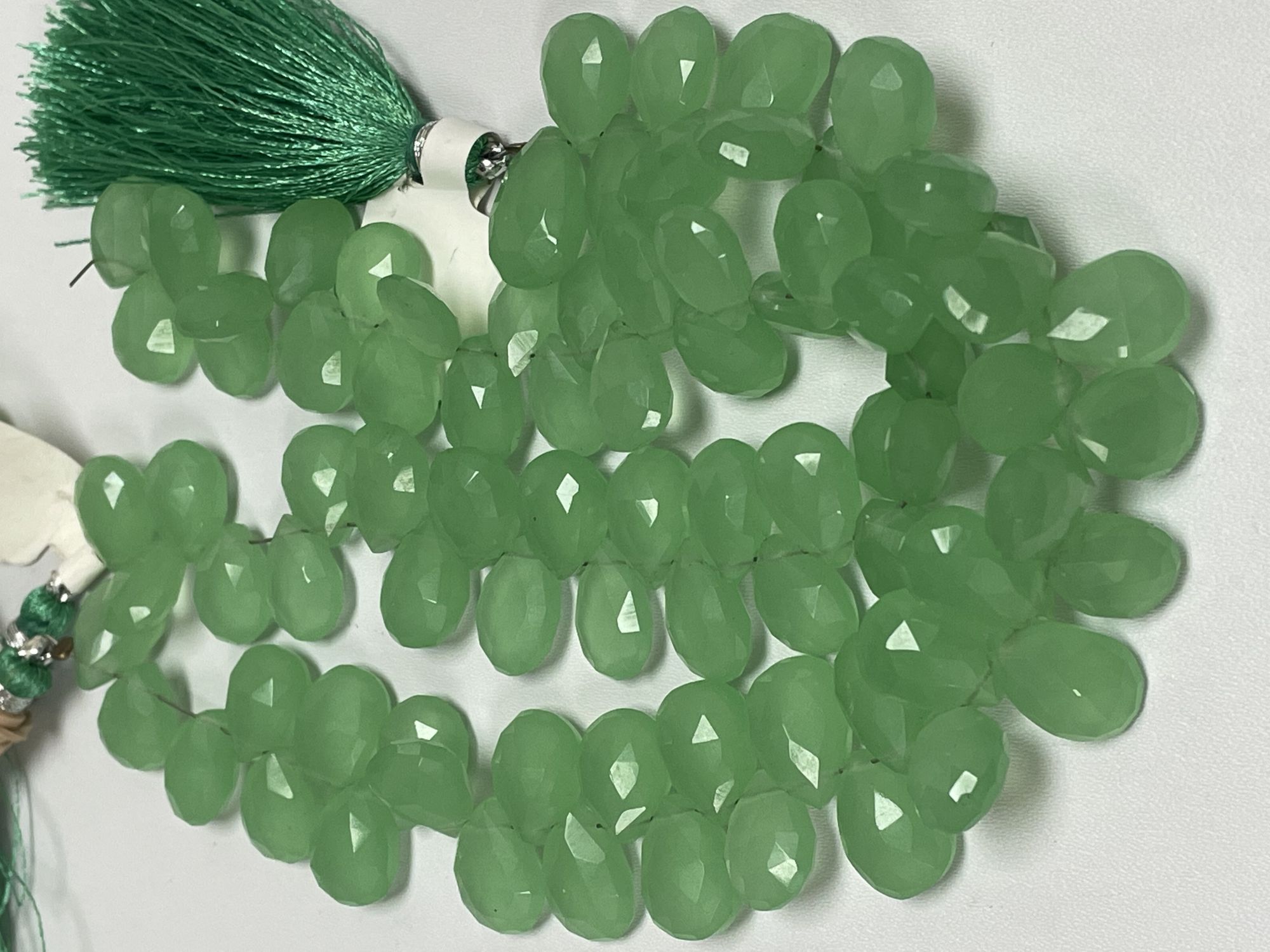 Green Chalcedony Pears Faceted