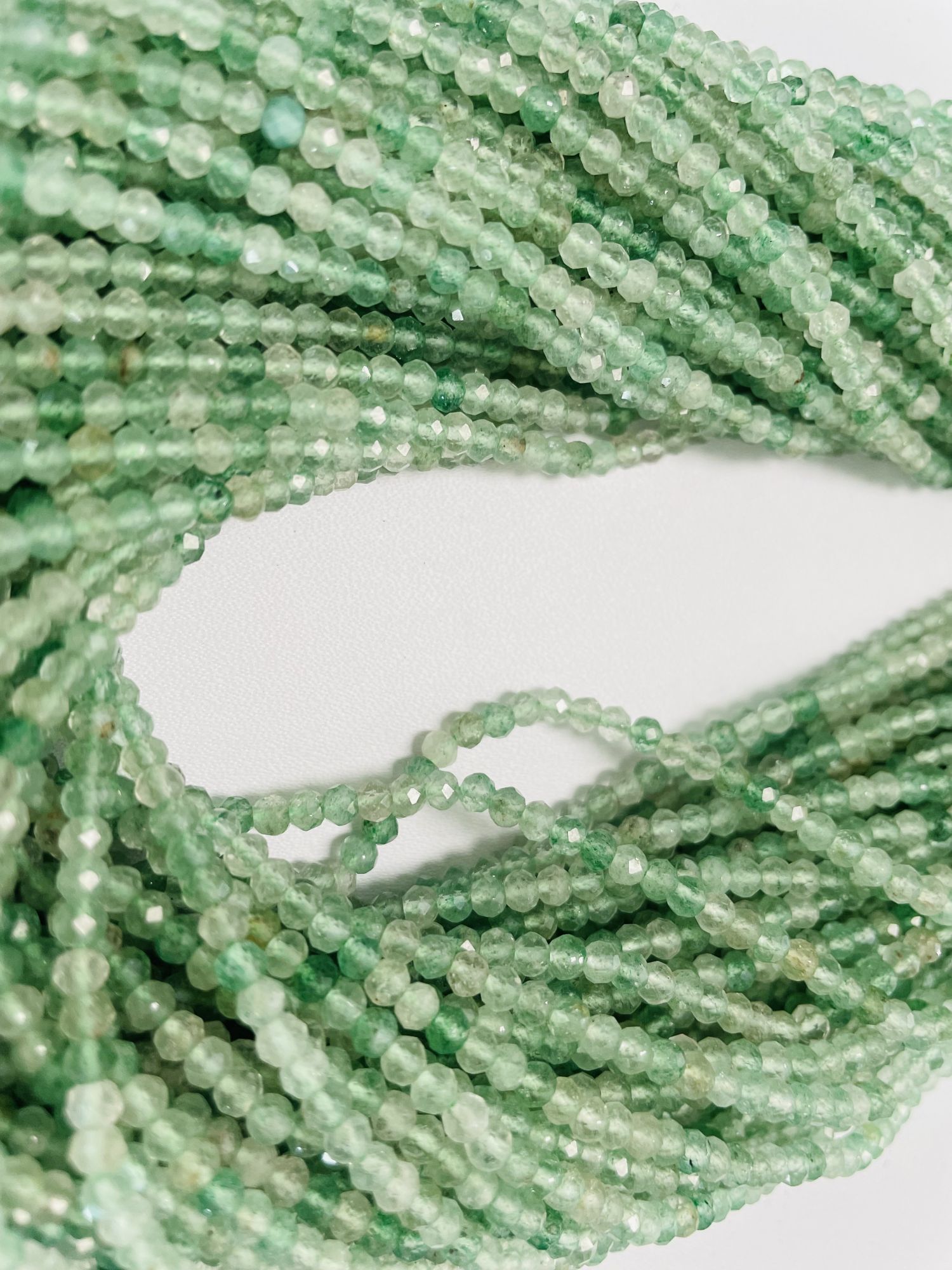 Green Strawberry Quartz Rondelle Faceted