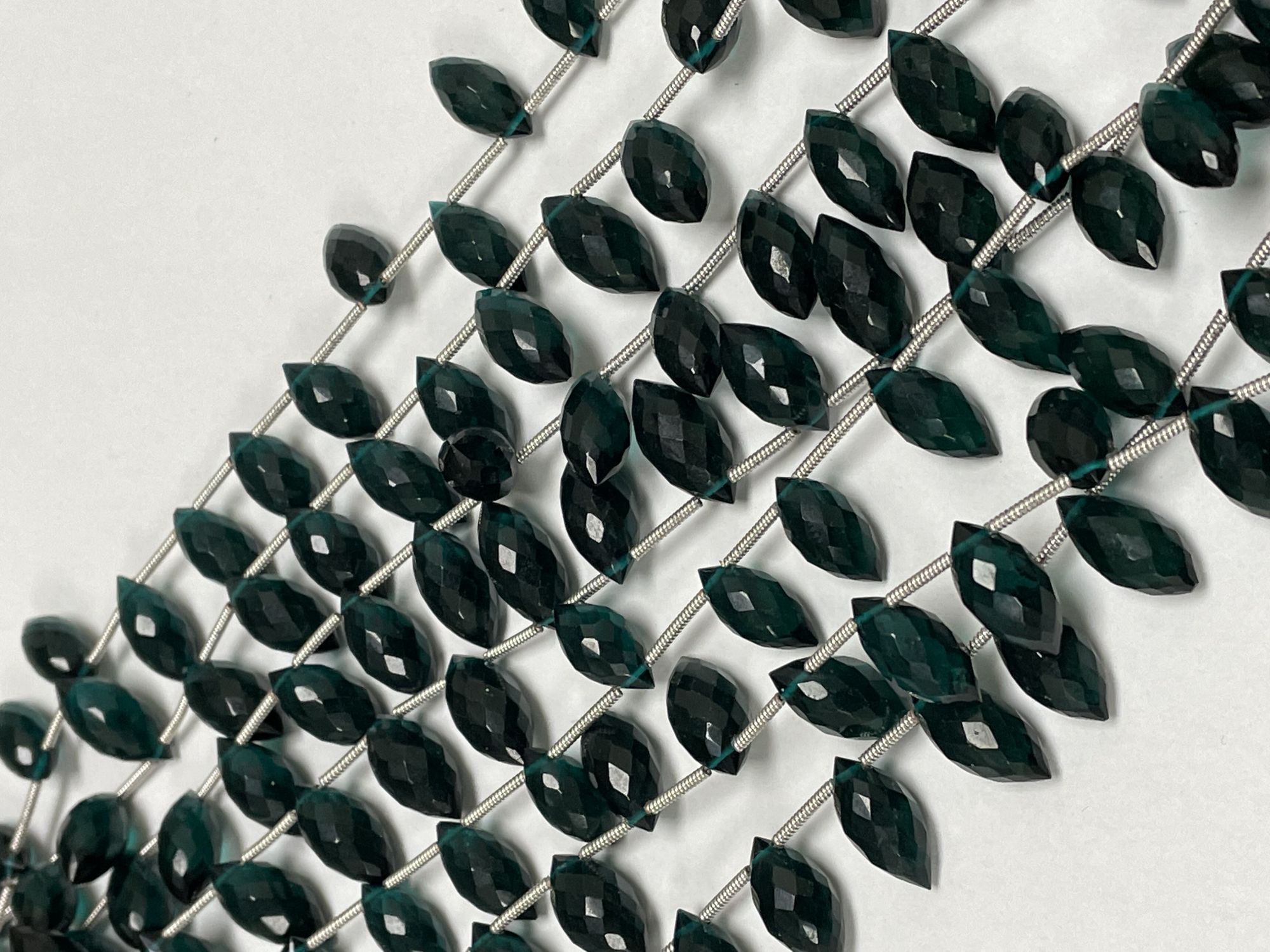 Teal Hydro Quartz Puff Marquise Faceted