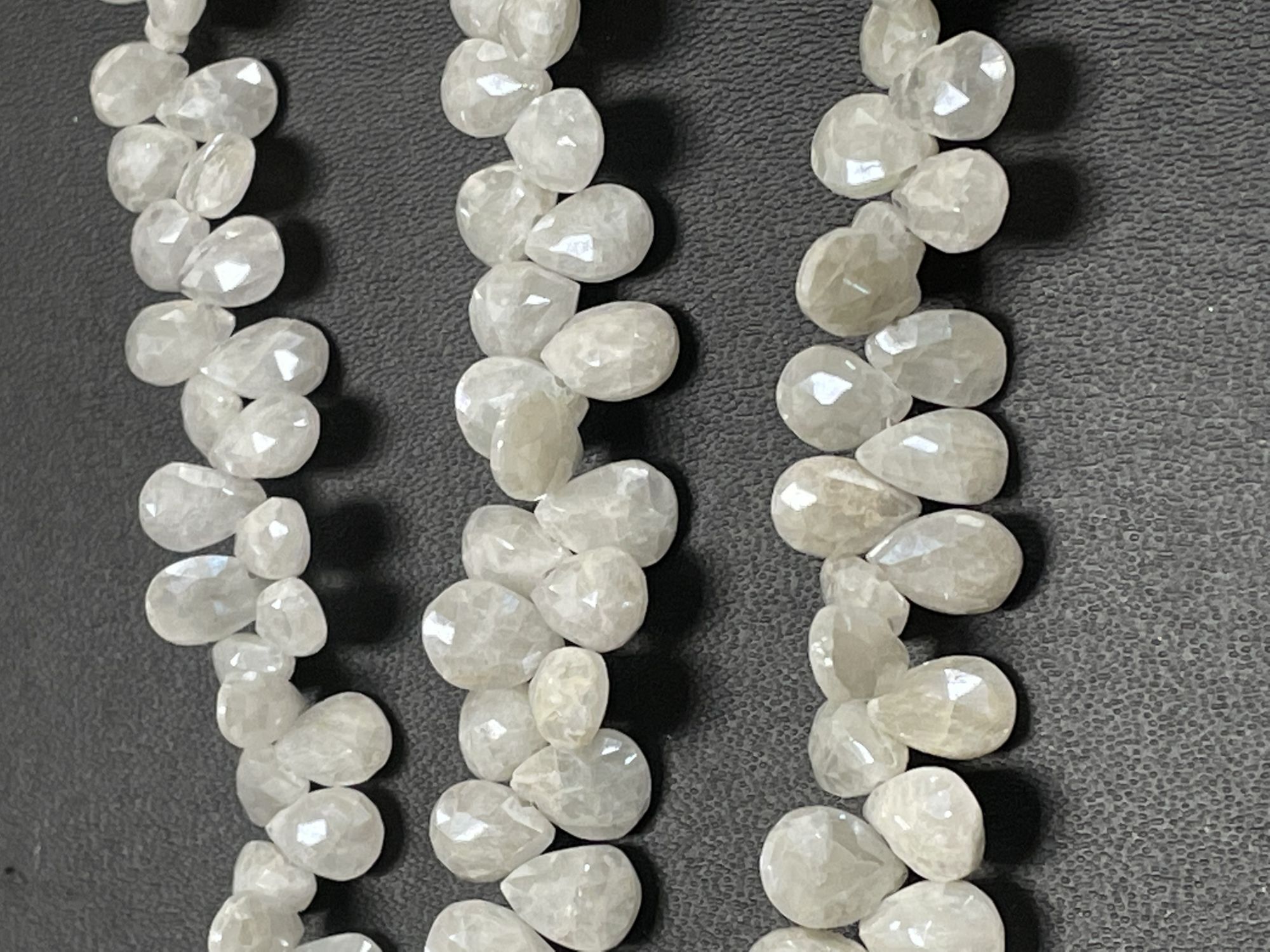 Pearl White Silverite Pears Faceted