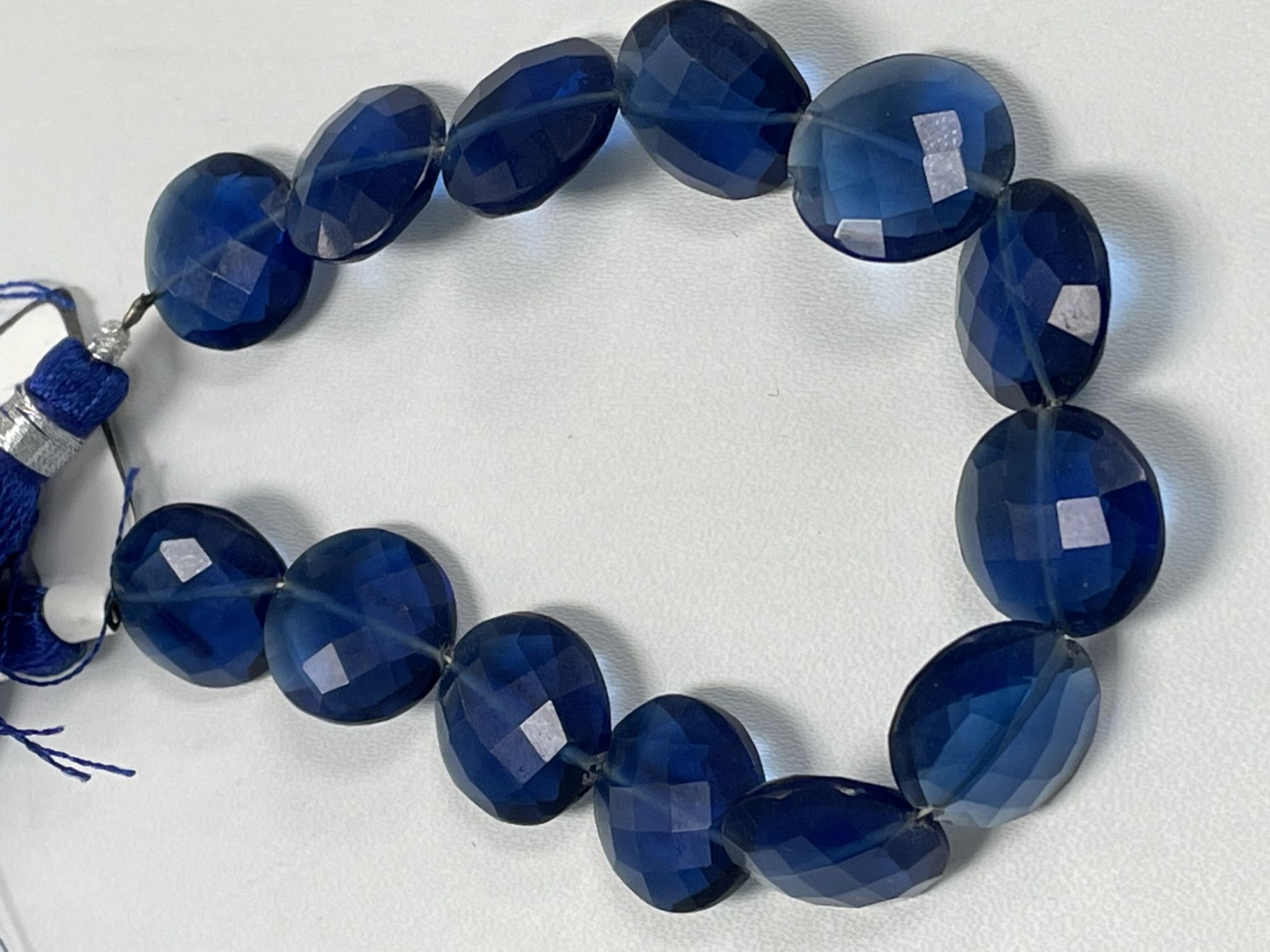 Blue Hydro Quartz Coin Faceted