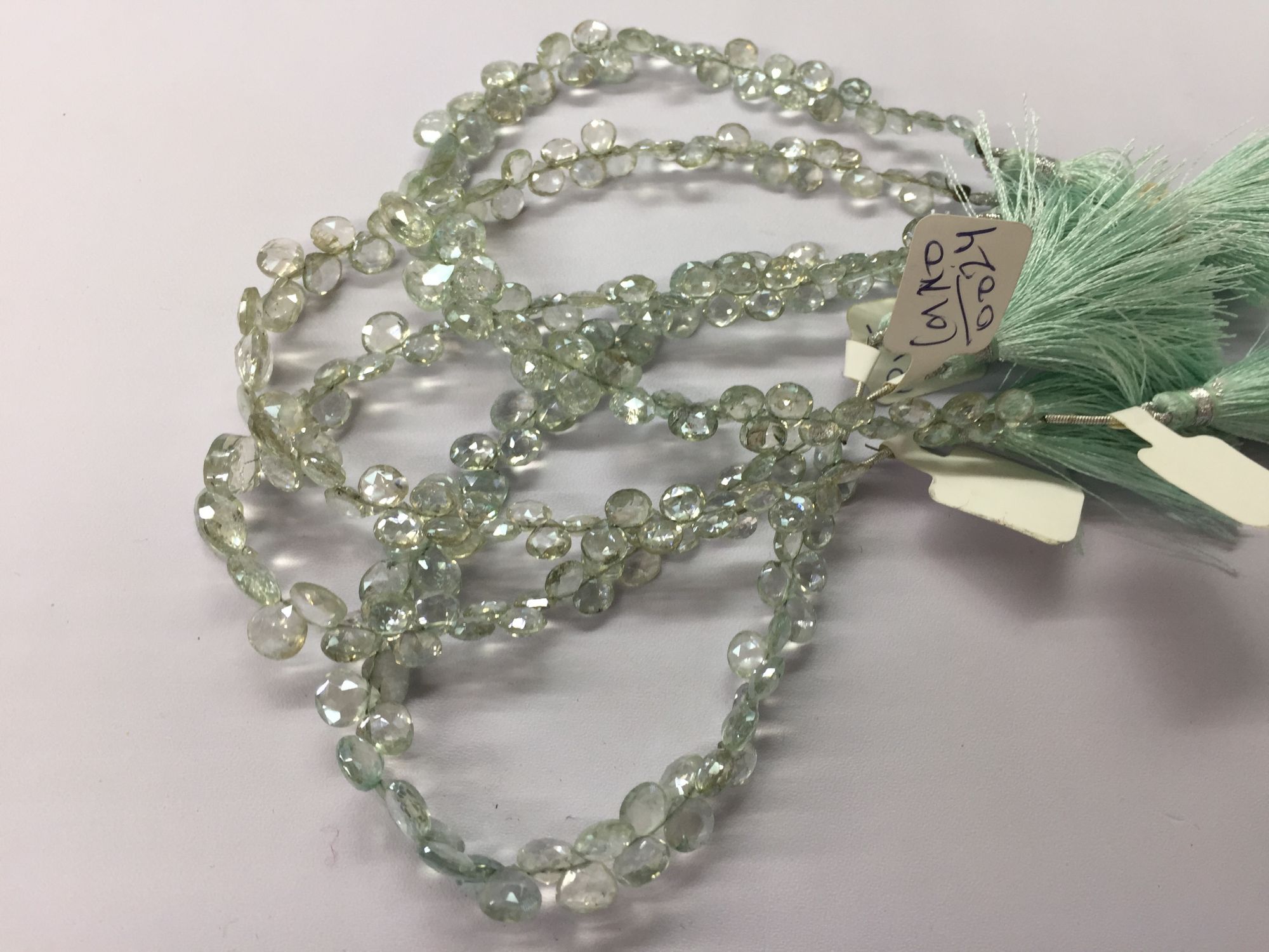 Aquamarine Hearts Faceted (COATED)