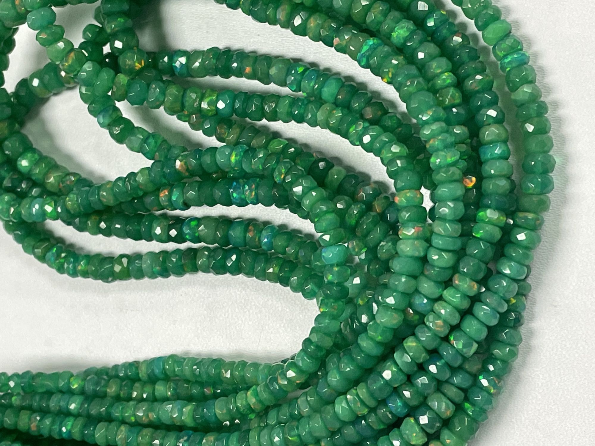 Green Ethiopian Opal Rondelle Faceted