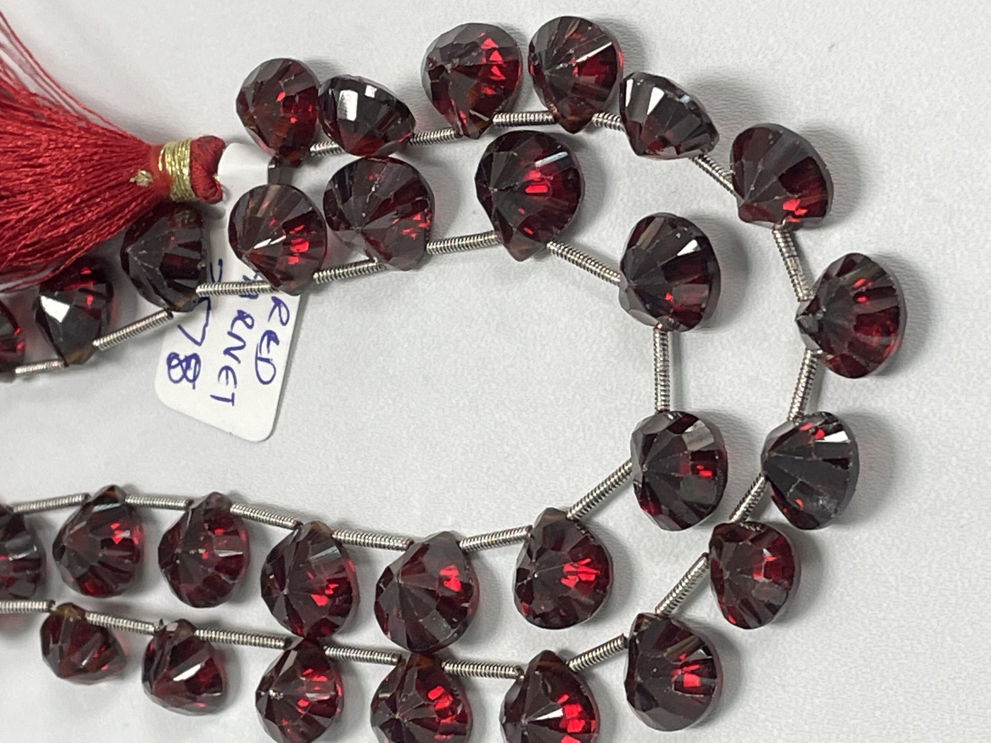 Red Garnet Heart Concave Faceted