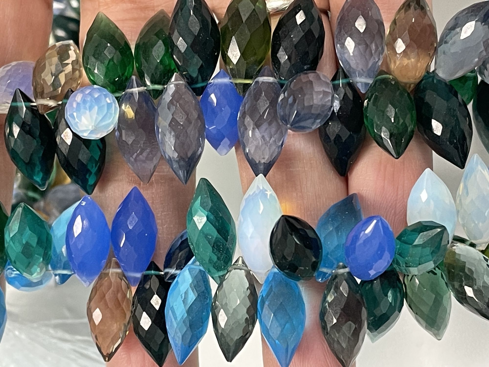 Multi Hydro Quartz Puff Marquise Faceted