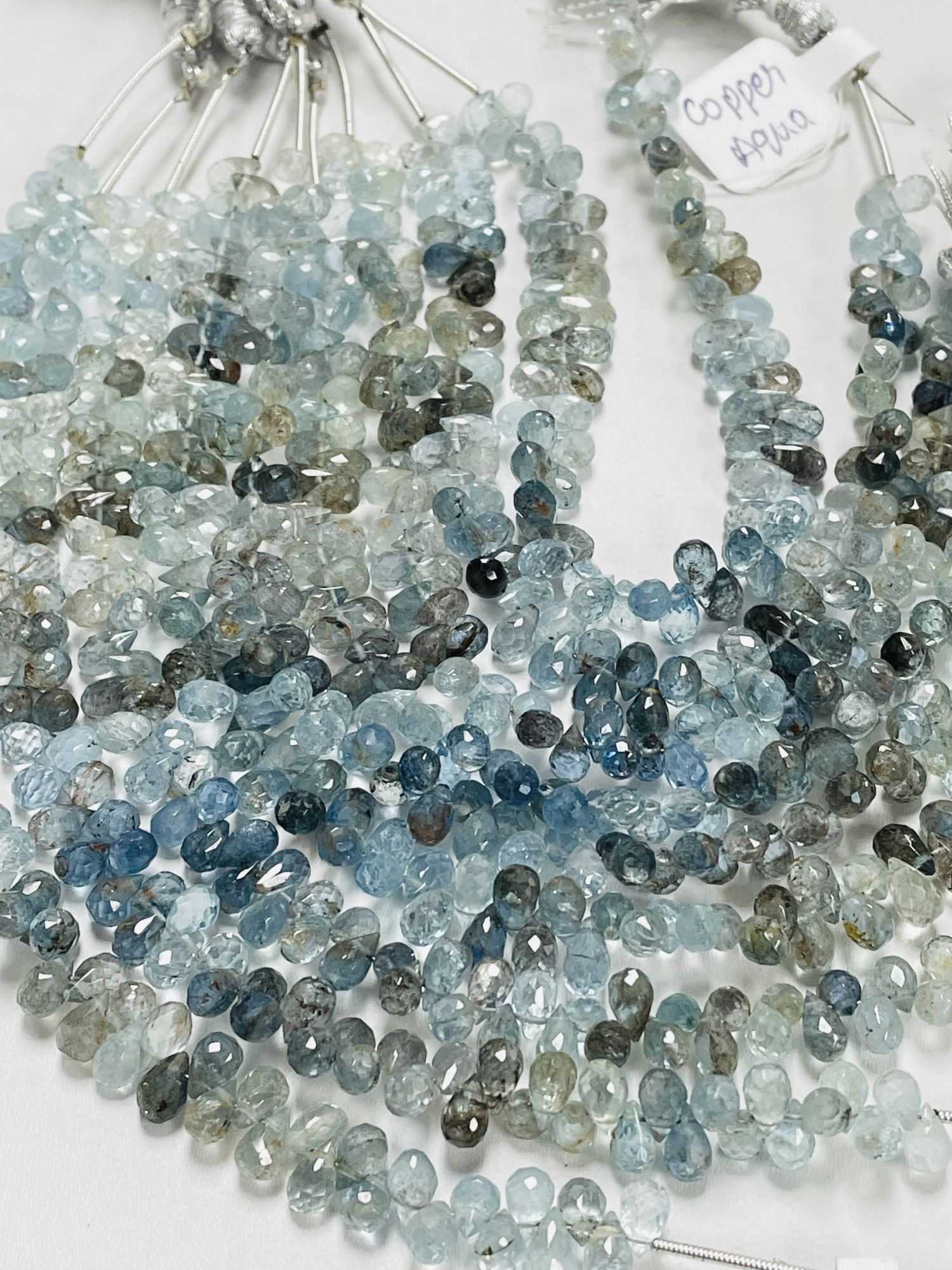 Copper Aquamarine Drop Faceted