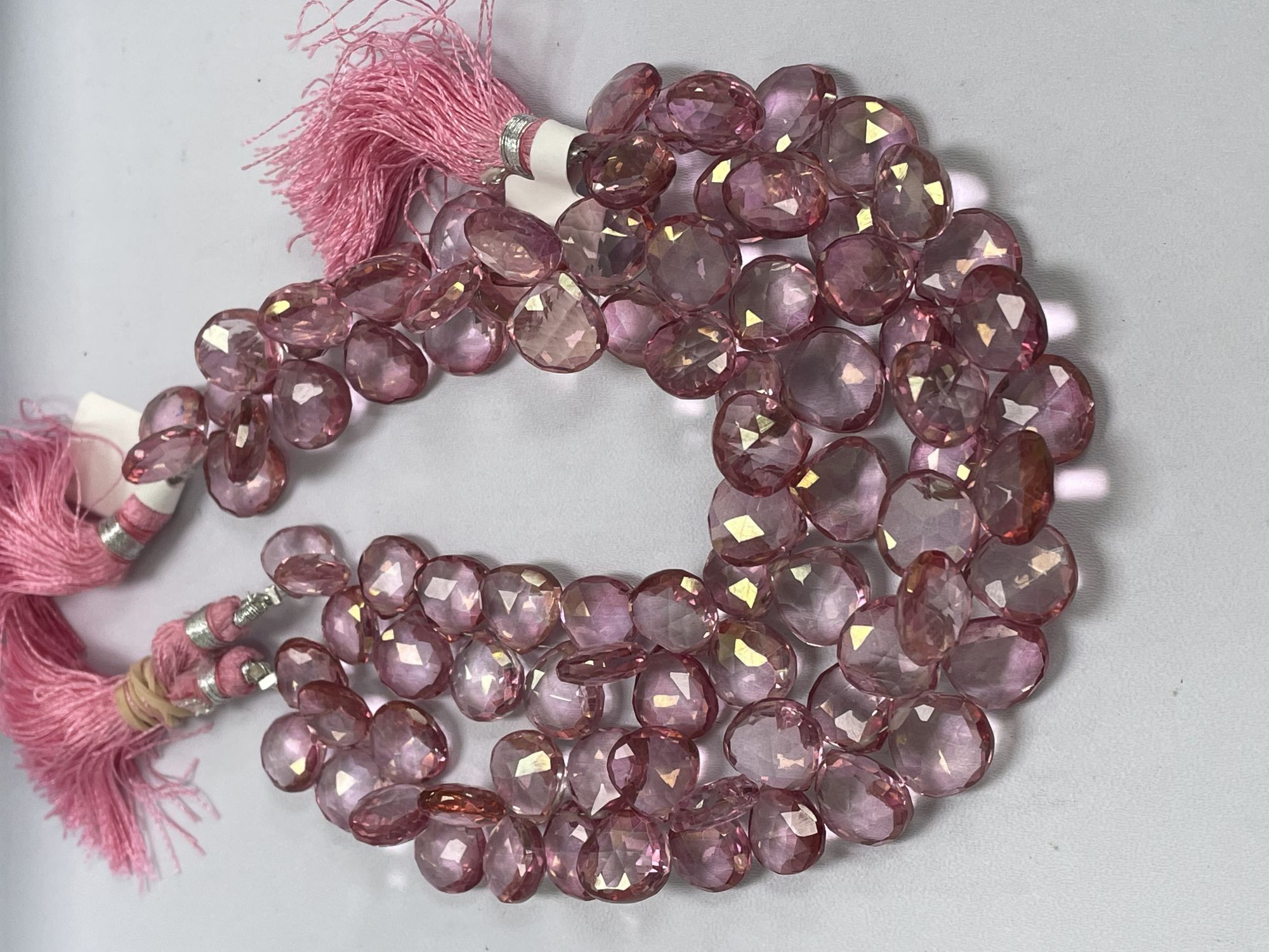 Pink Mystic Quartz Heart Faceted