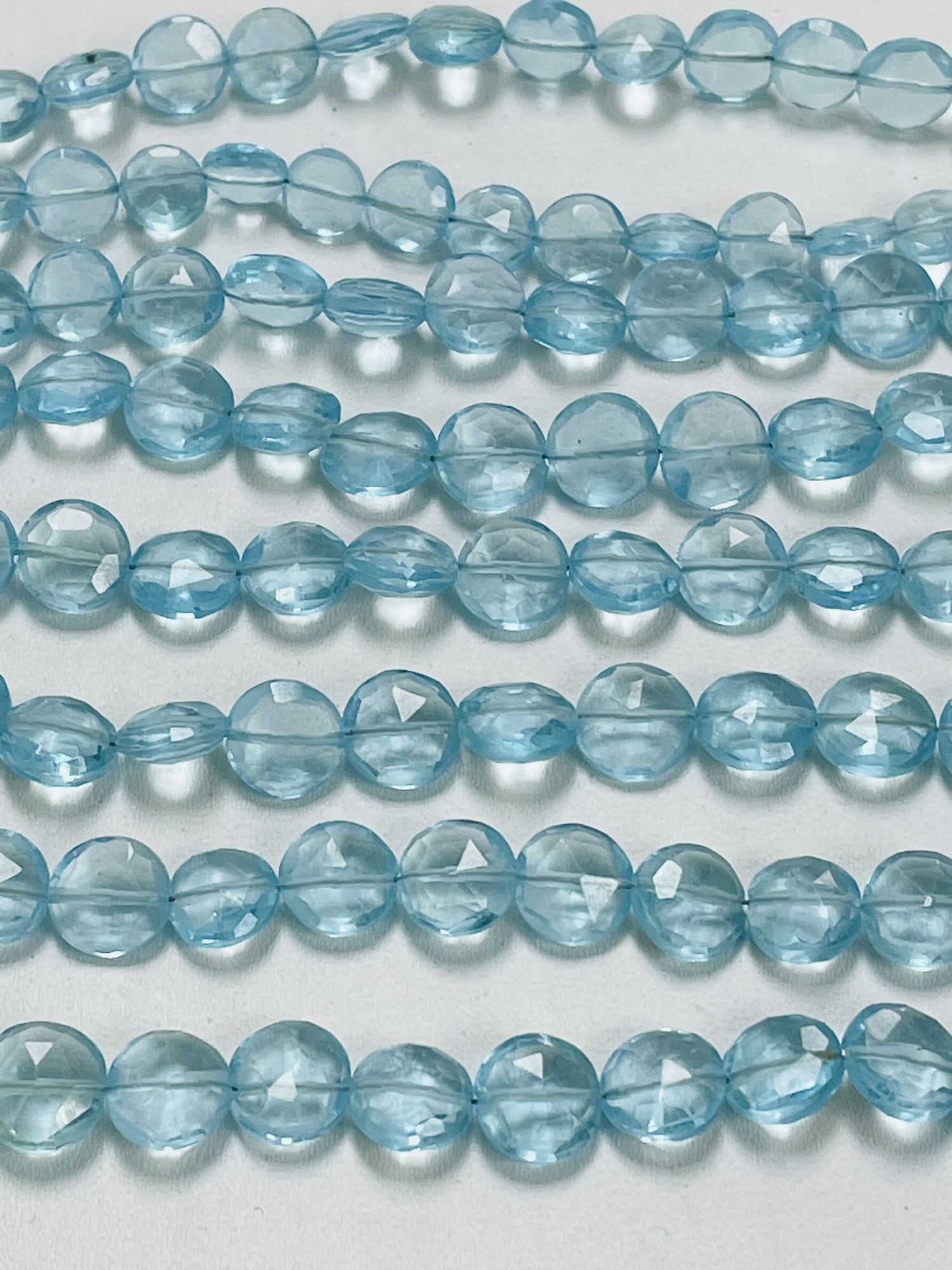 Sky Blue Hydro Quartz Coin Faceted
