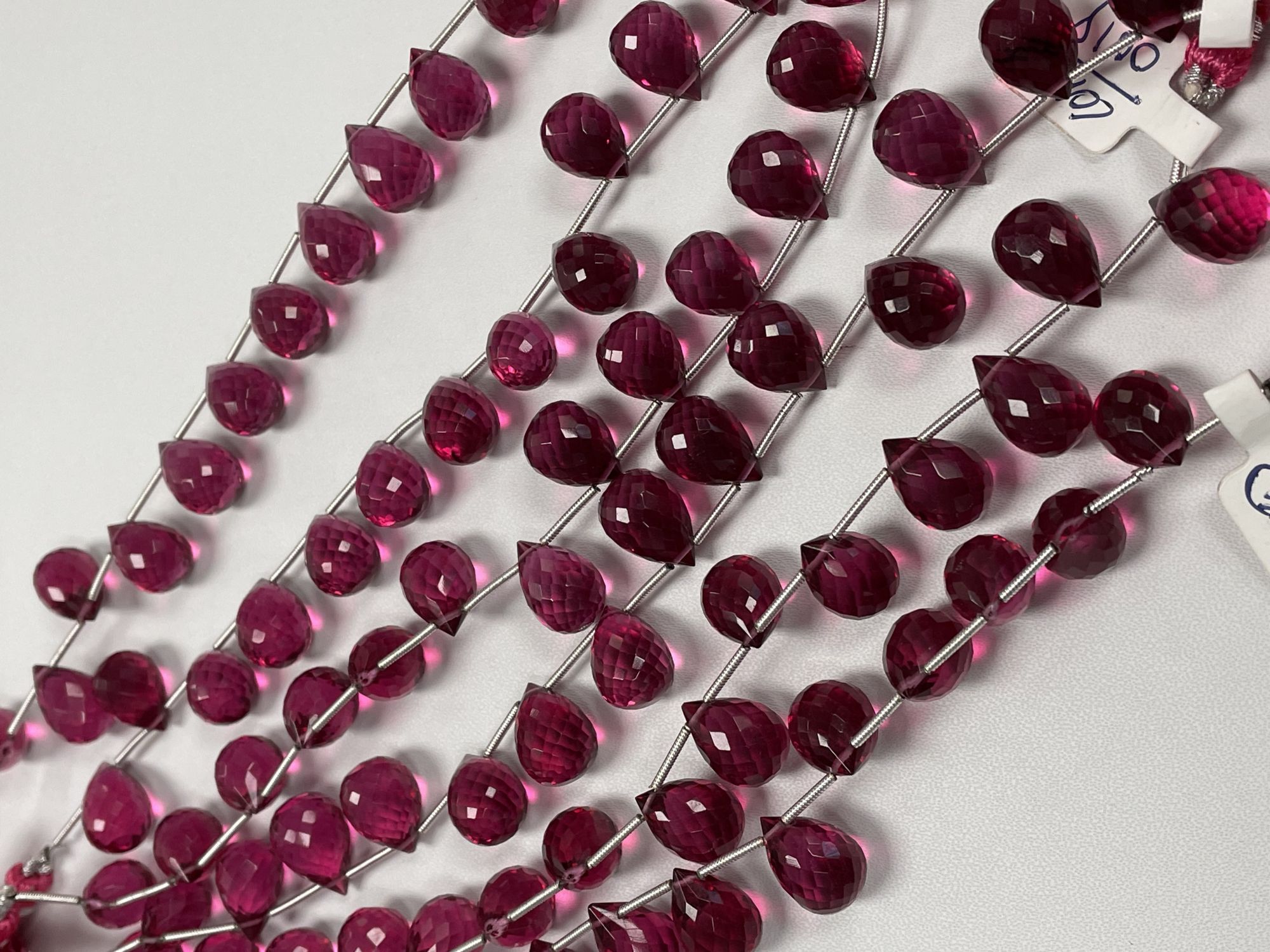 Rubilite Hydro Quartz Drop Faceted