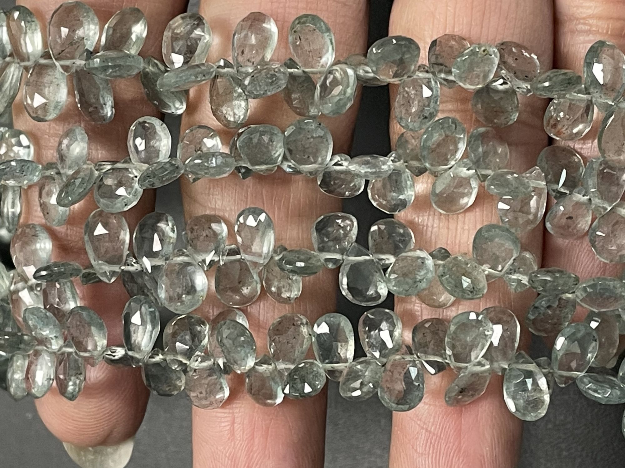 Moss Aquamarine Pear Faceted