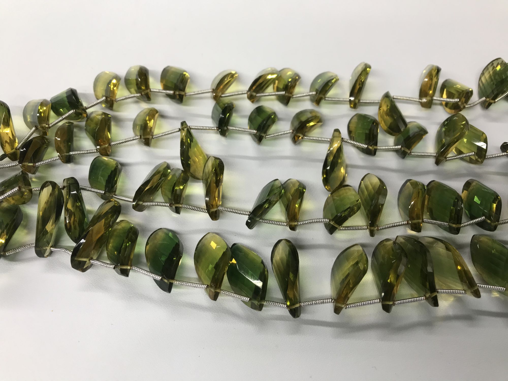 Olive Green Twisted Leaf Faceted