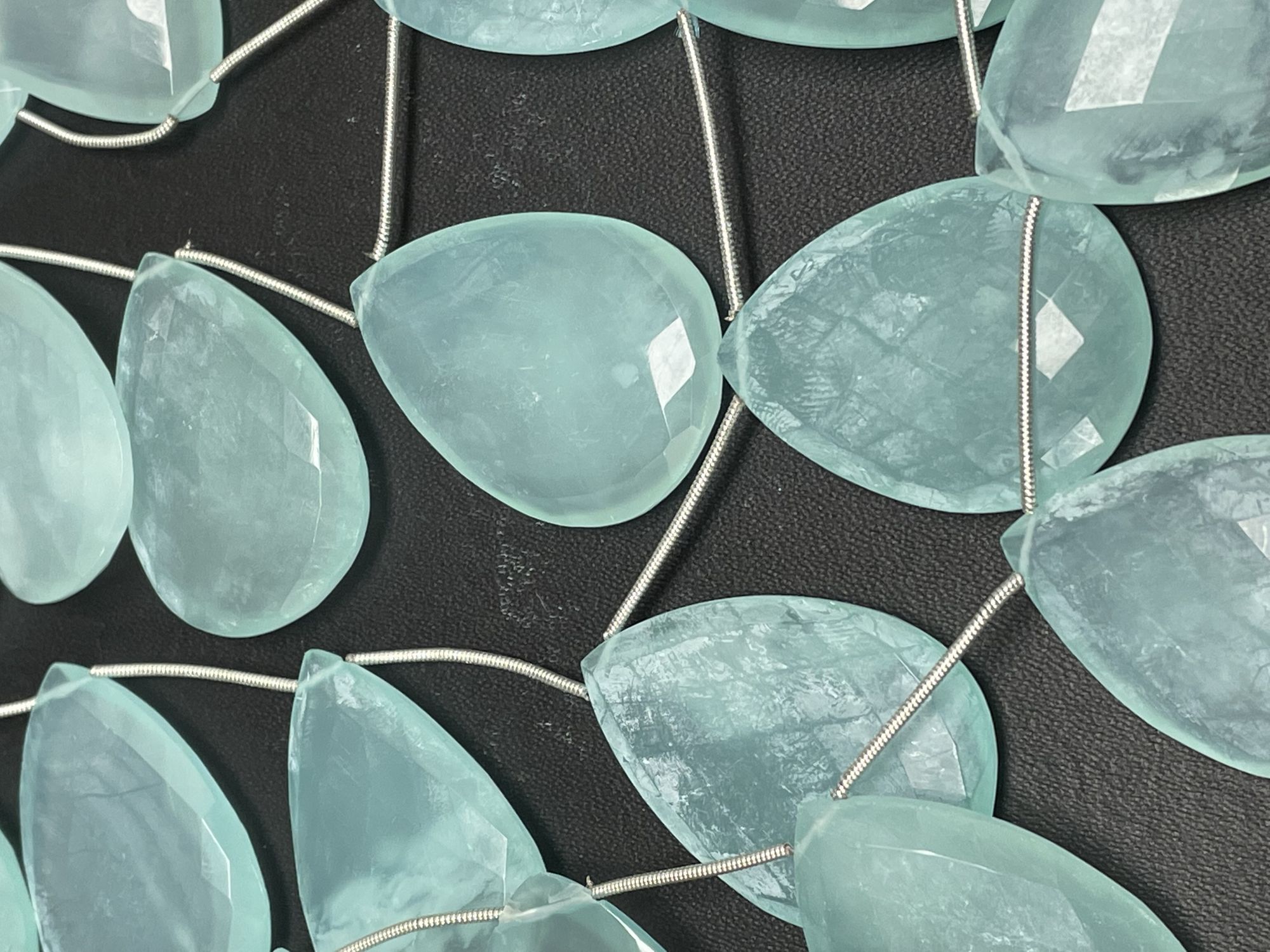 Aqua Chalcedony Pear Faceted