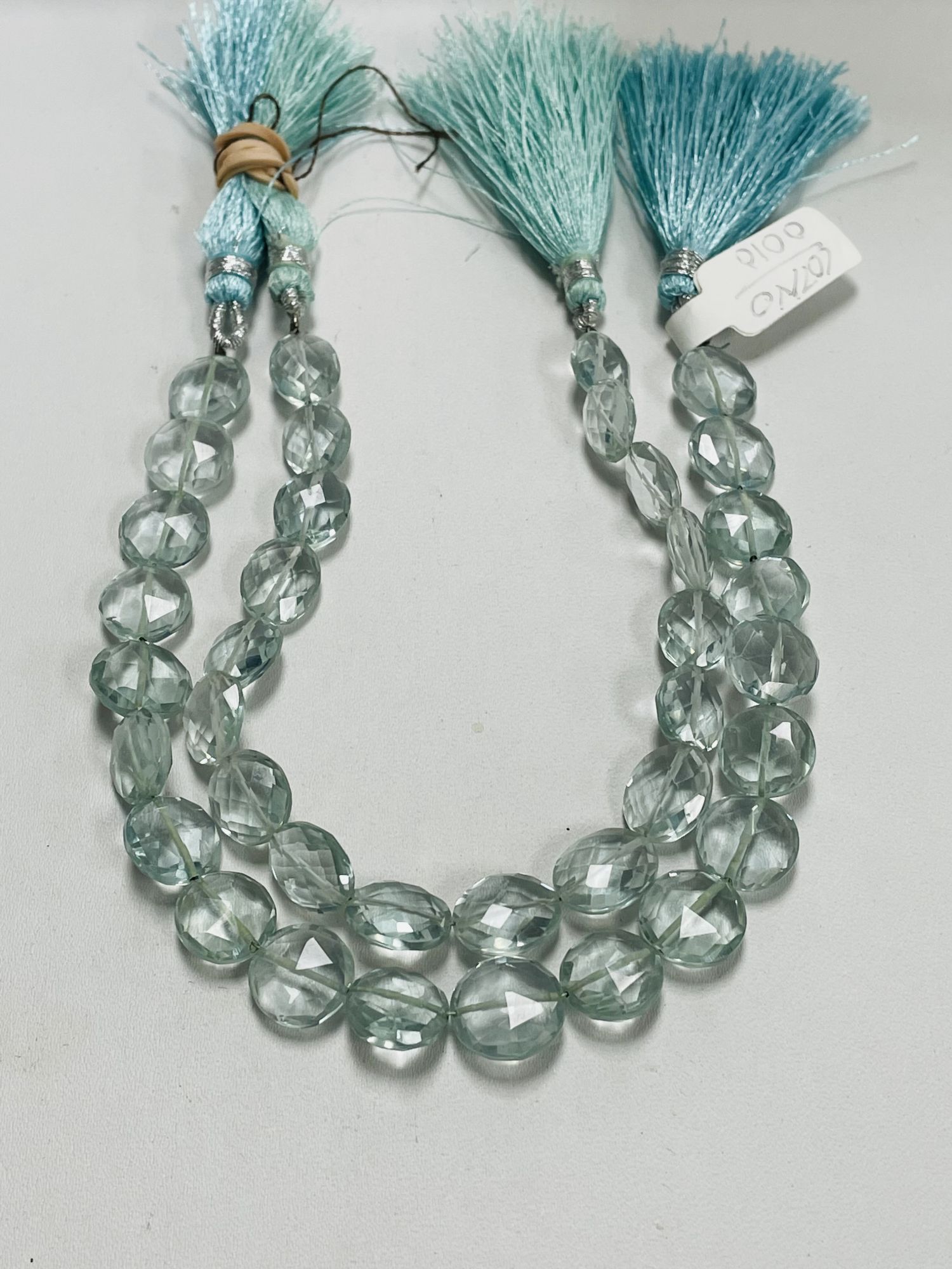 Aqua Hydro Quartz Coin Faceted