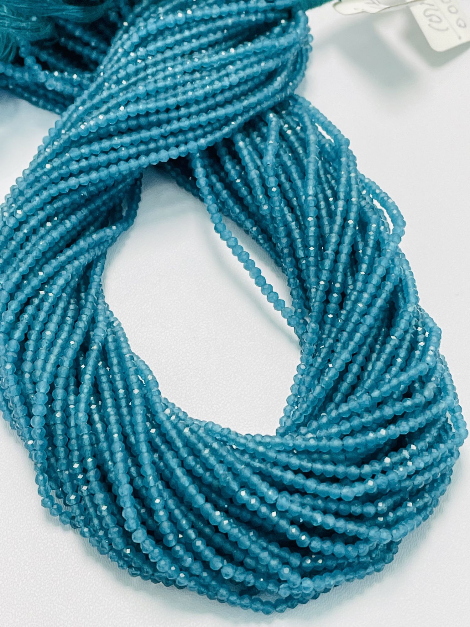 Teal Blue Onyx Rondelle Faceted