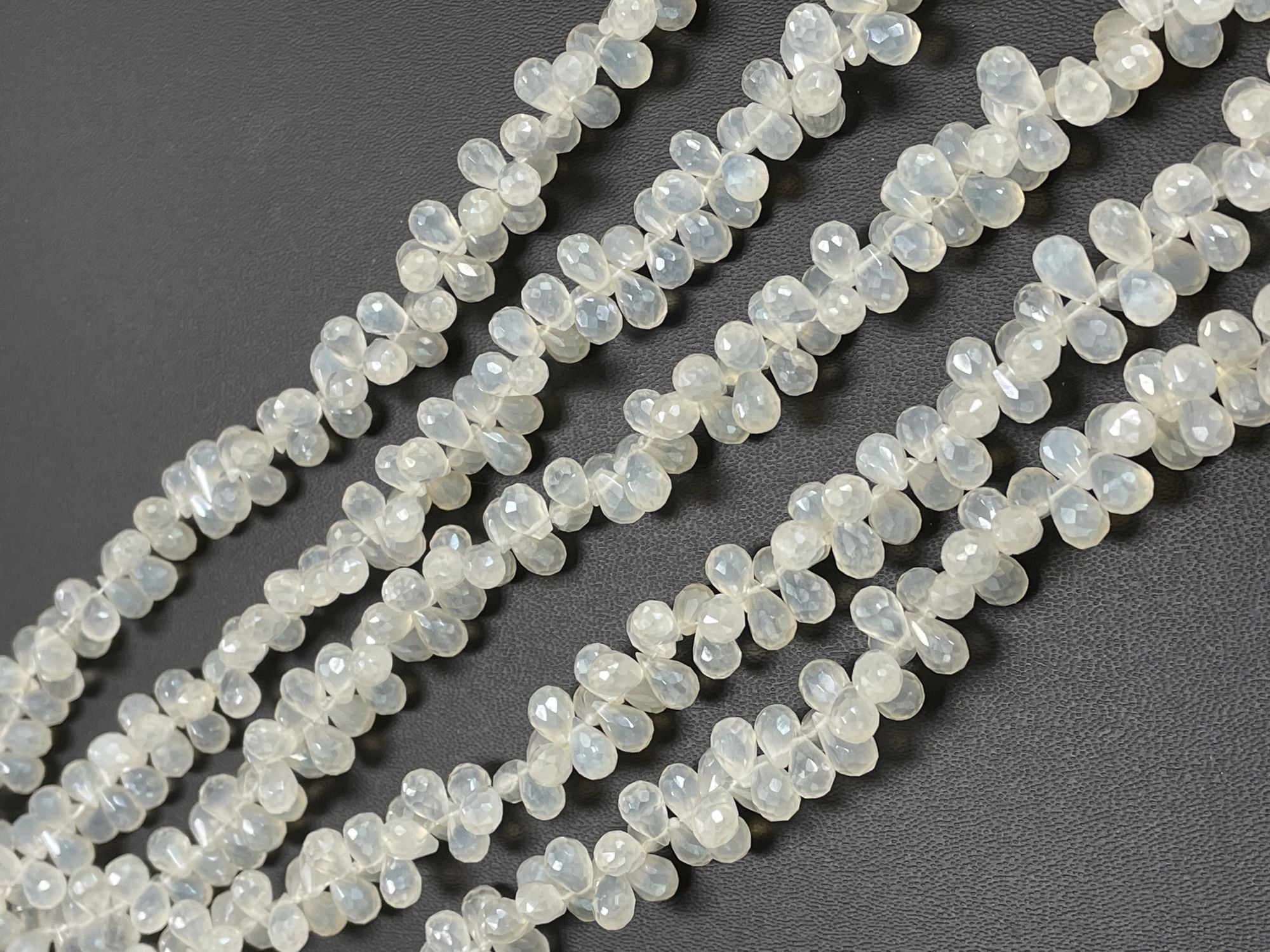 Coated Pearl Chalcedony Drop Faceted