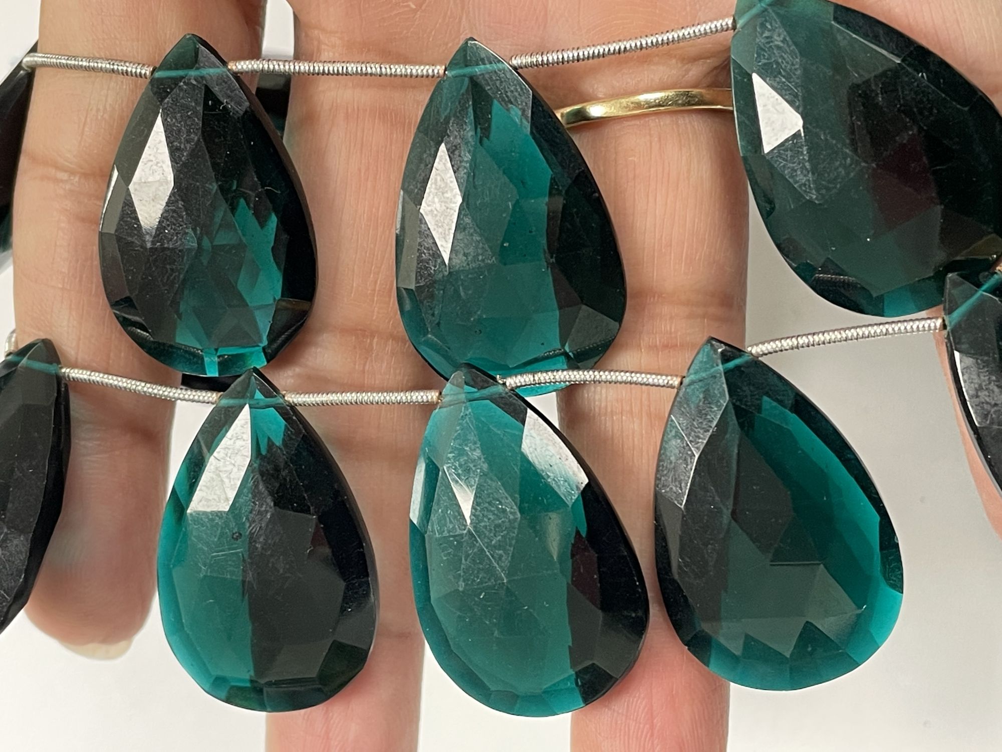 Teal Hydro Quartz Pear Faceted