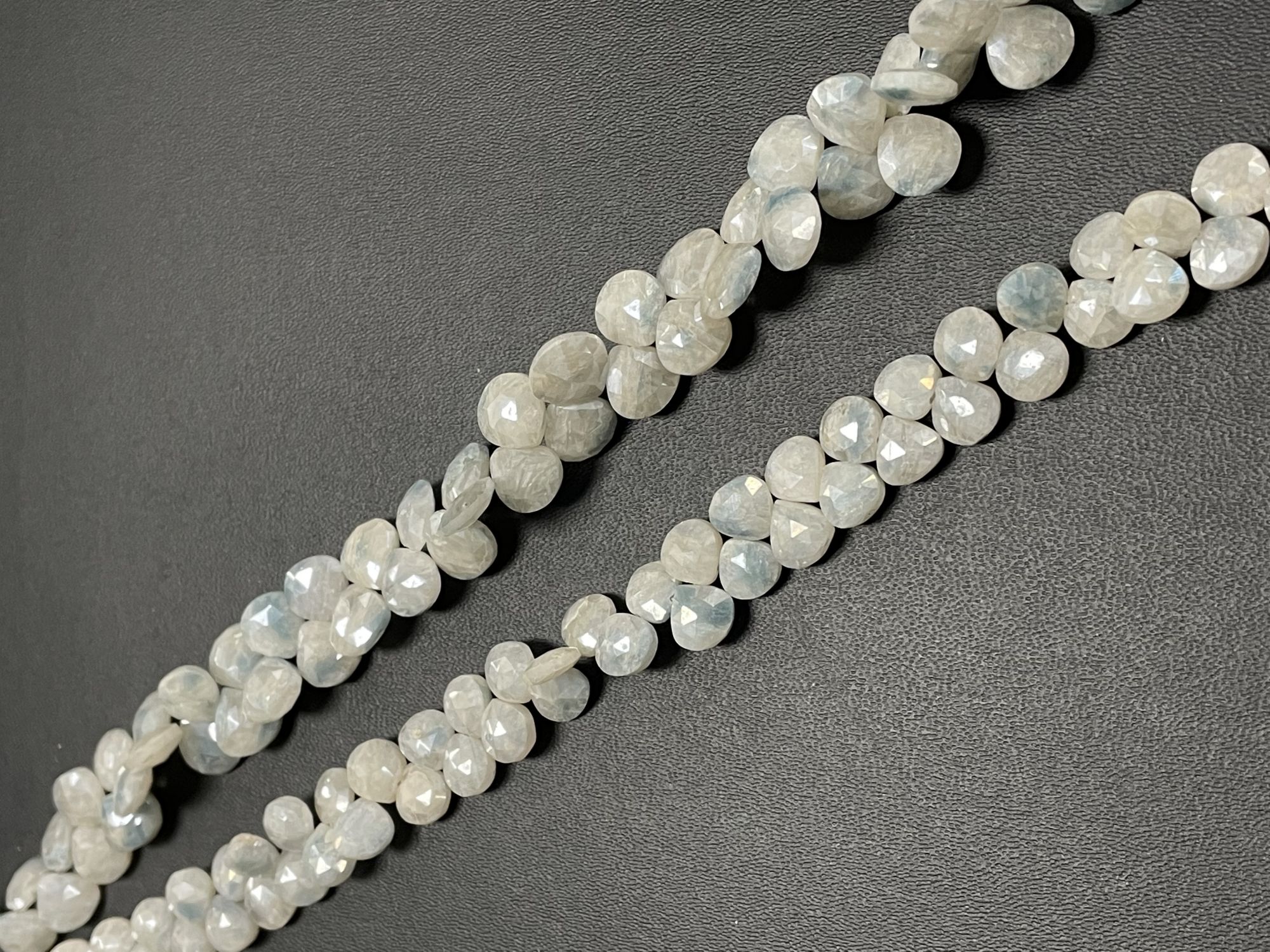 Blue White Silverite Heart Faceted